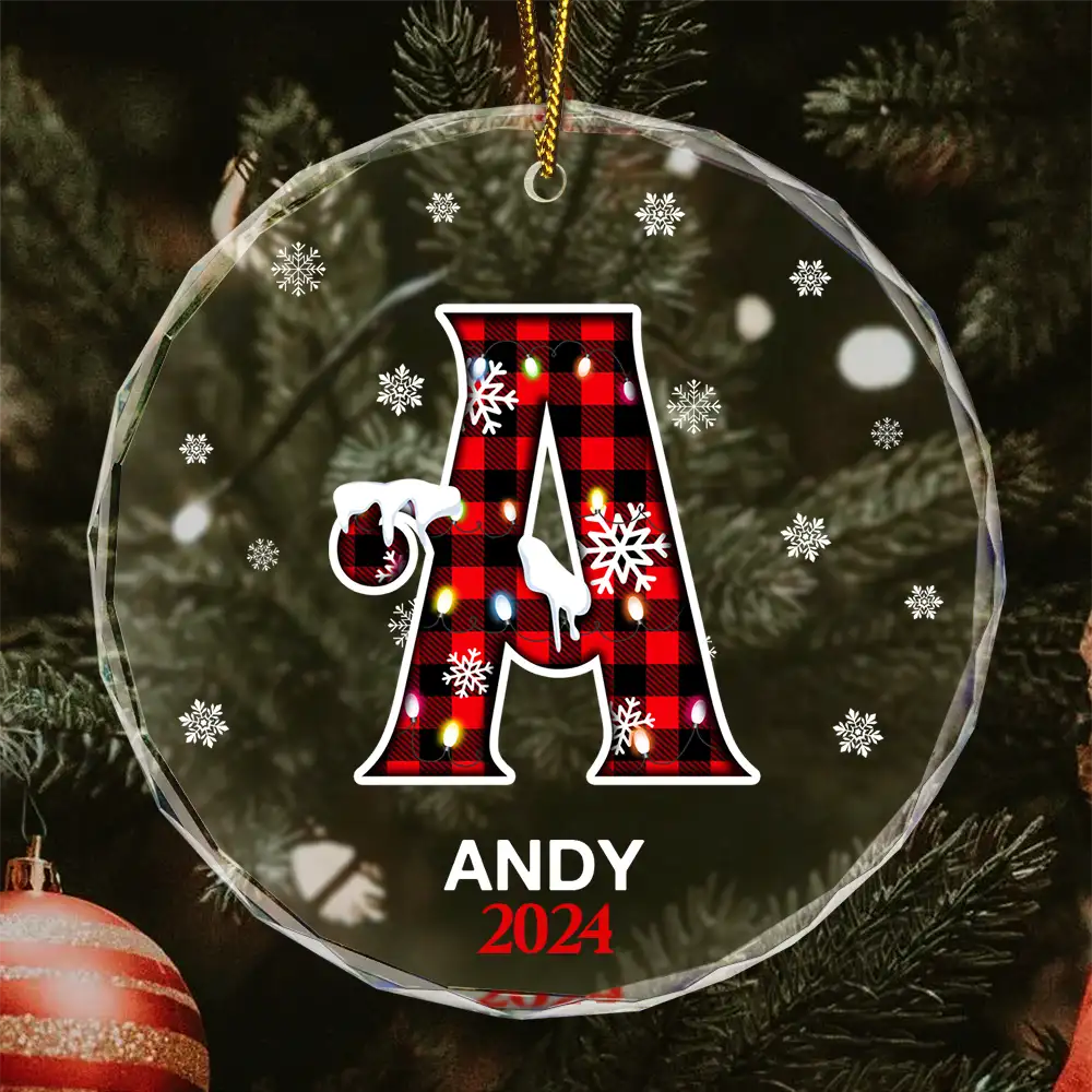 Christmas Alphabet For Family Members - Personalized Circle Glass Ornament ORNA1210