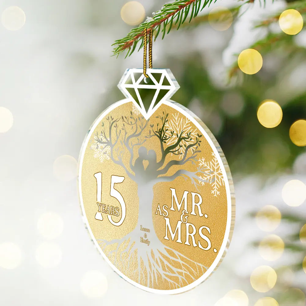Mr. & Mrs. Couple Wedding Anniversary - Personalized Custom Shaped Acrylic Ornament ORNA1210