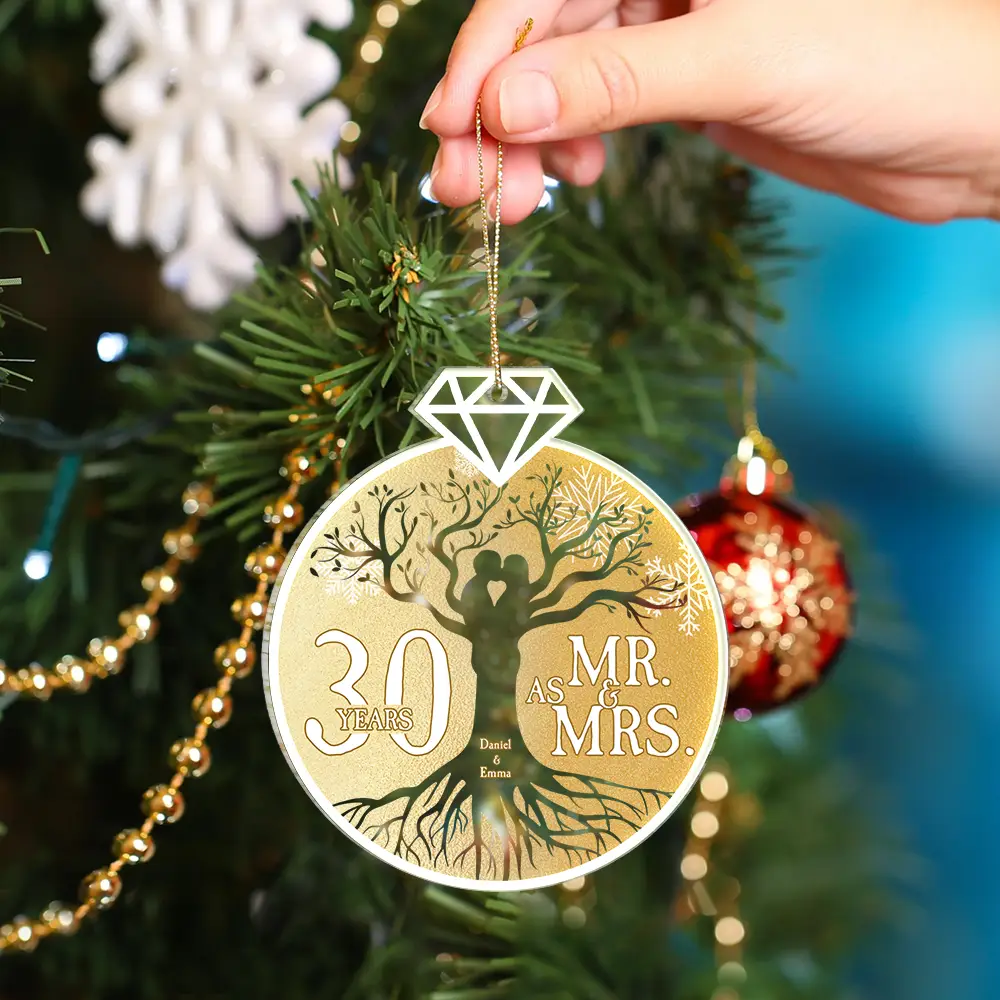 Mr. & Mrs. Couple Wedding Anniversary - Personalized Custom Shaped Acrylic Ornament ORNA1210