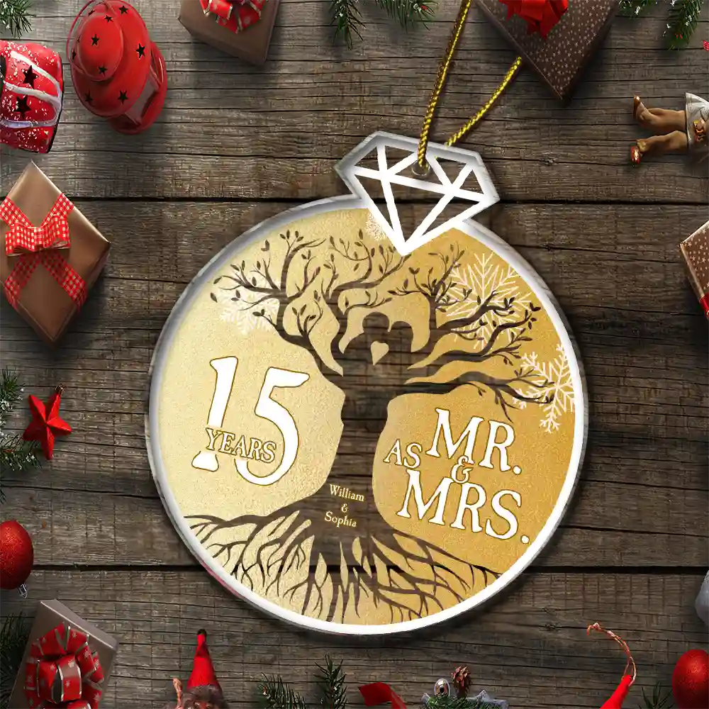 Mr. & Mrs. Couple Wedding Anniversary - Personalized Custom Shaped Acrylic Ornament ORNA1210