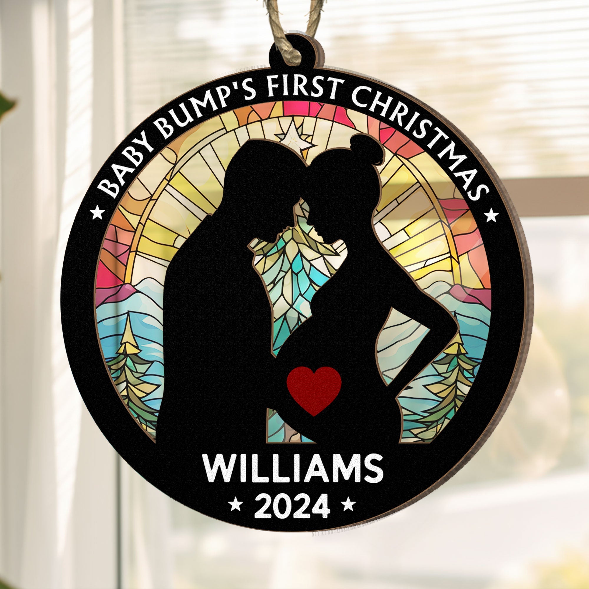 Baby Bump's First Christmas - Personalized Suncatcher Ornament ORN0810