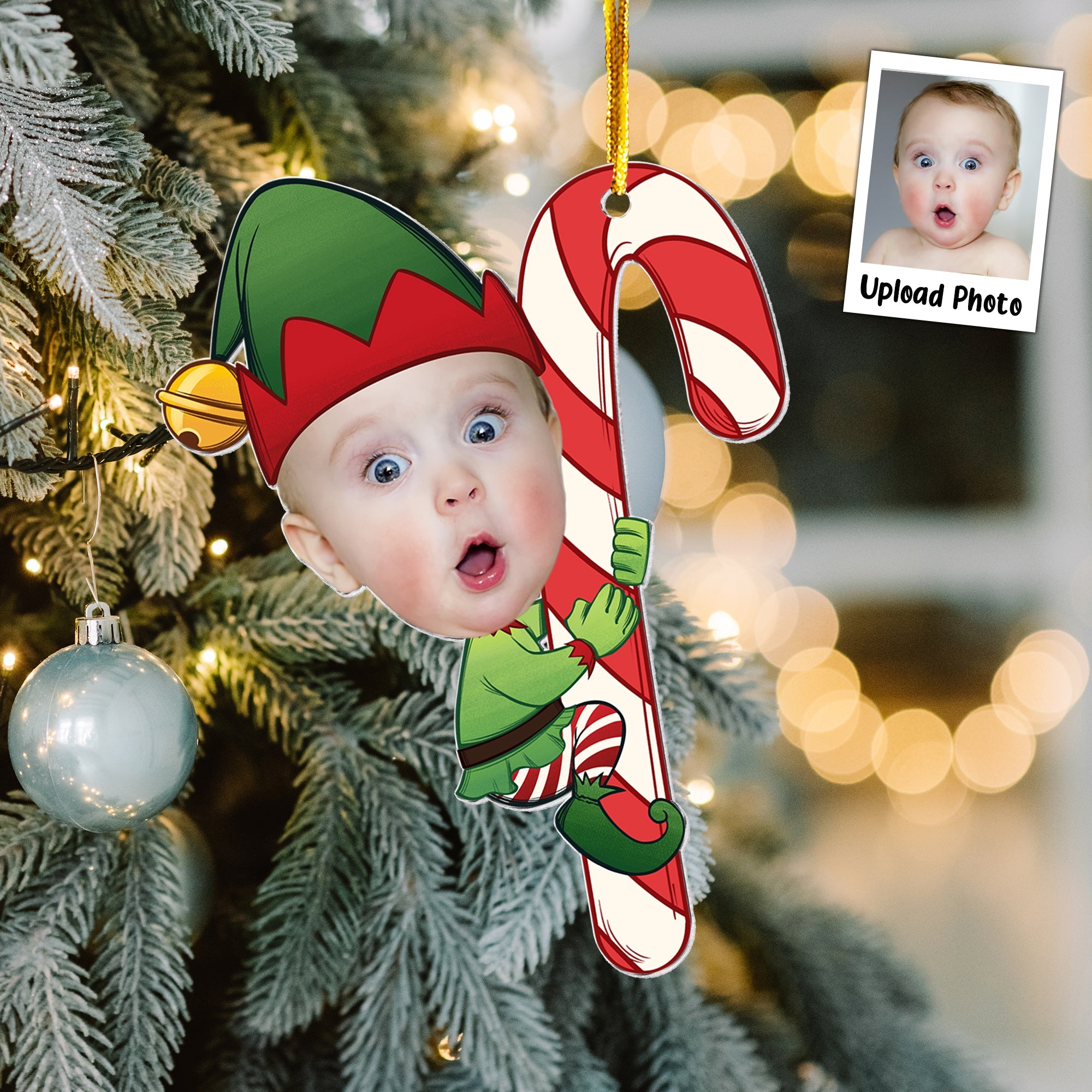 Baby Little Elf - Personalized Acrylic Photo Ornament ORNA1210