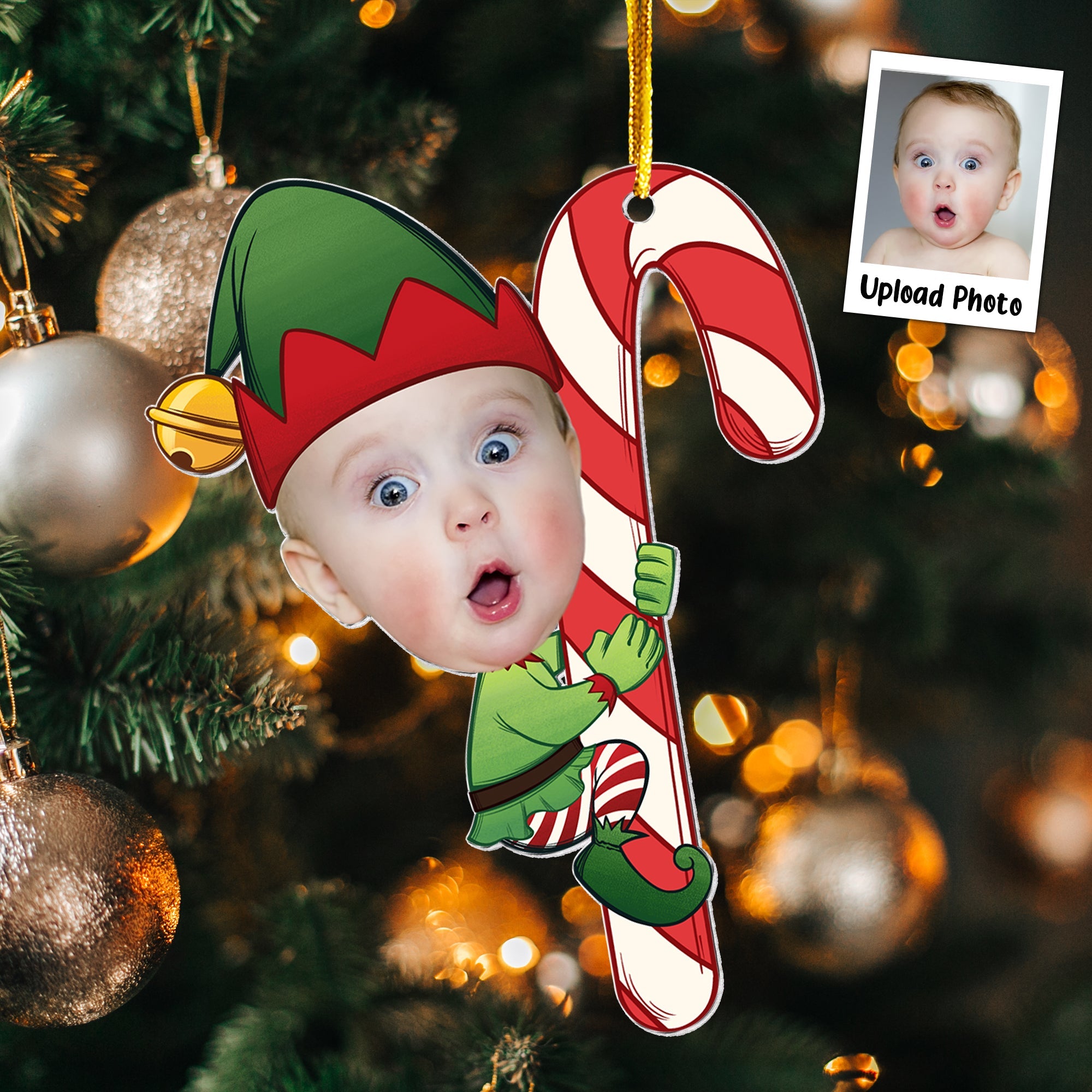 Baby Little Elf - Personalized Acrylic Photo Ornament ORN0810