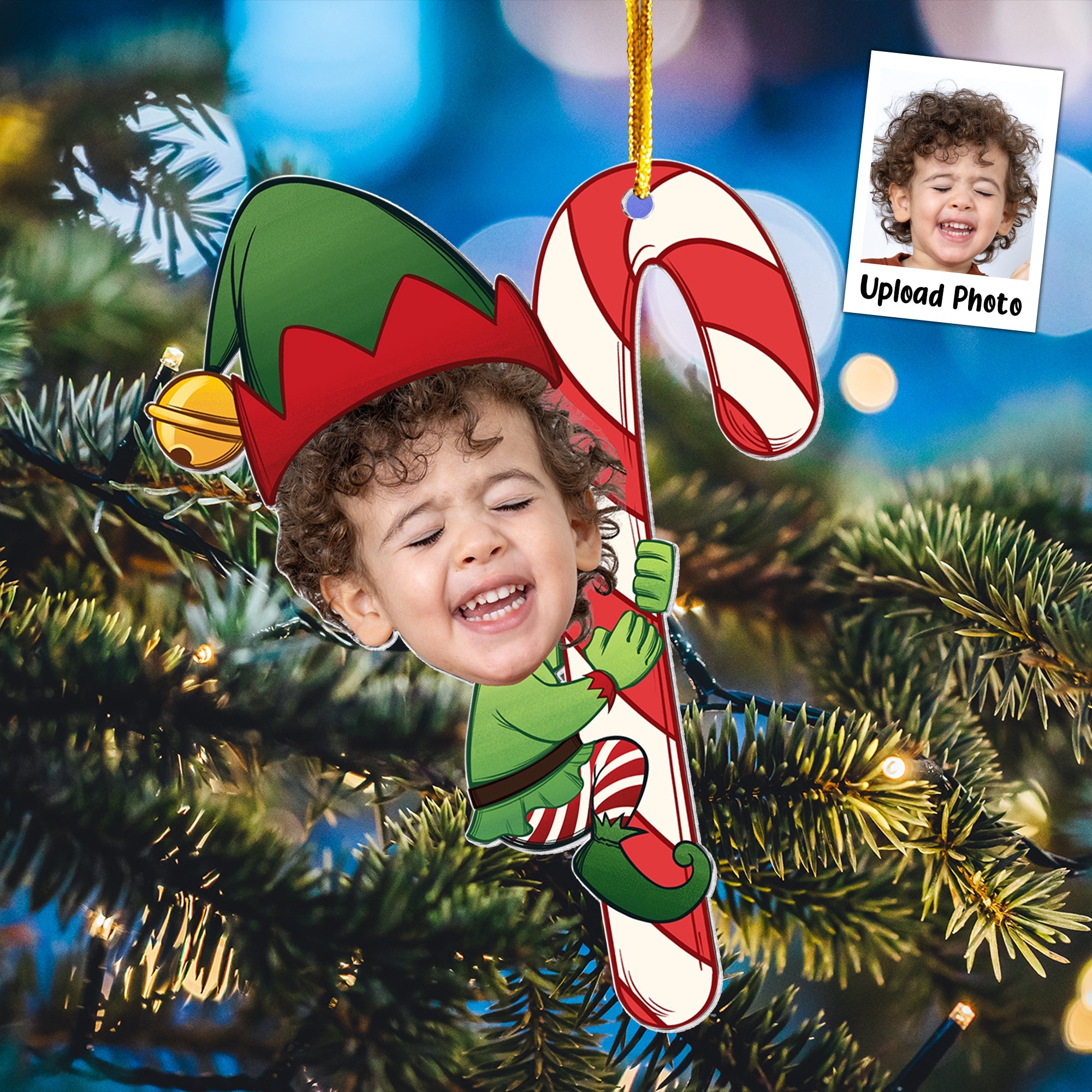 Baby Little Elf - Personalized Acrylic Photo Ornament ORN0810