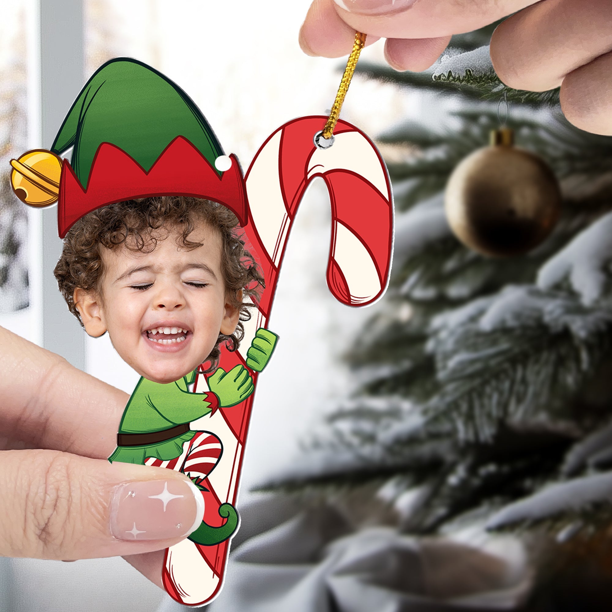 Baby Little Elf - Personalized Acrylic Photo Ornament ORN0810