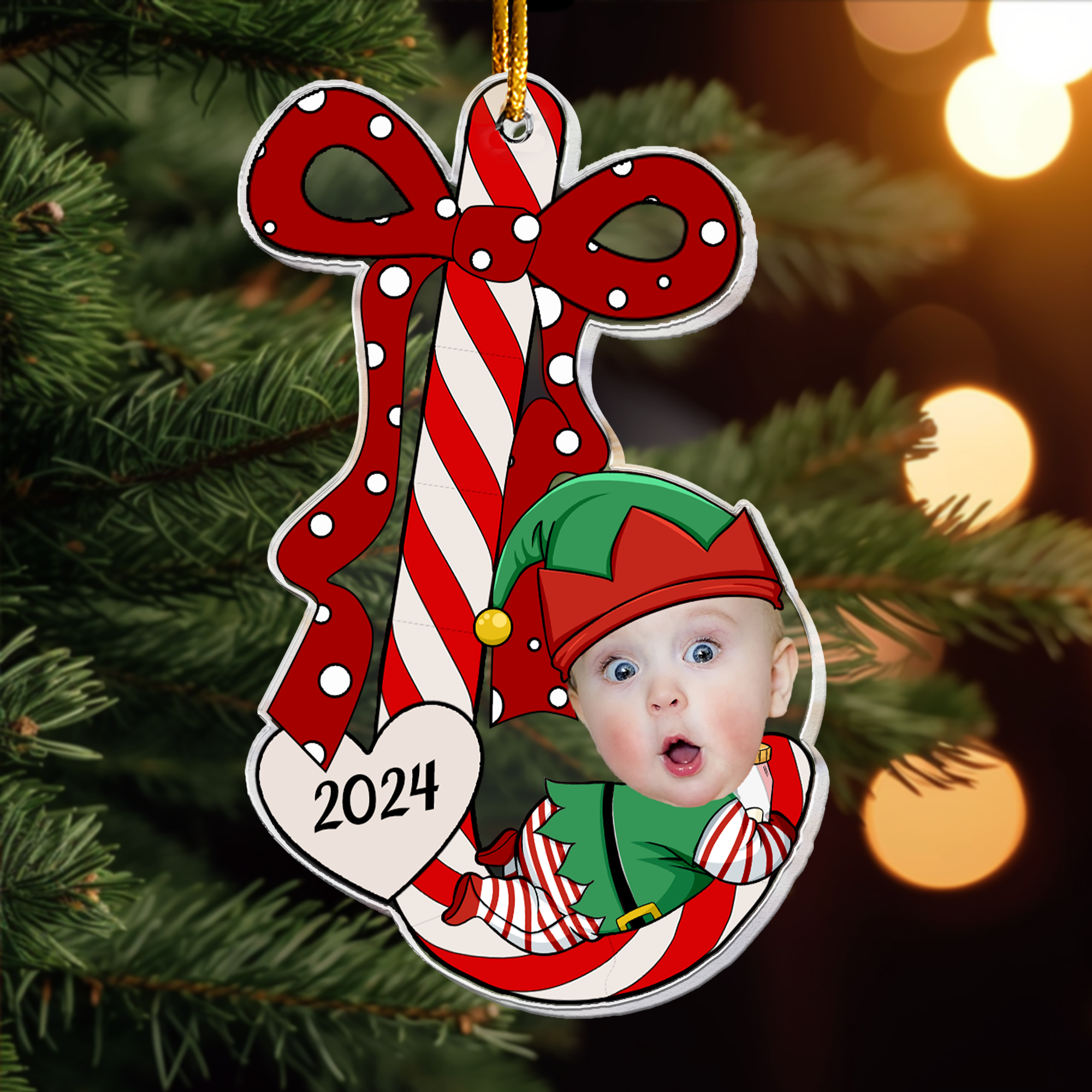 Baby?s First Christmas Ornaments Lovely Candy - Personalized Acrylic Photo Ornament ORN0810