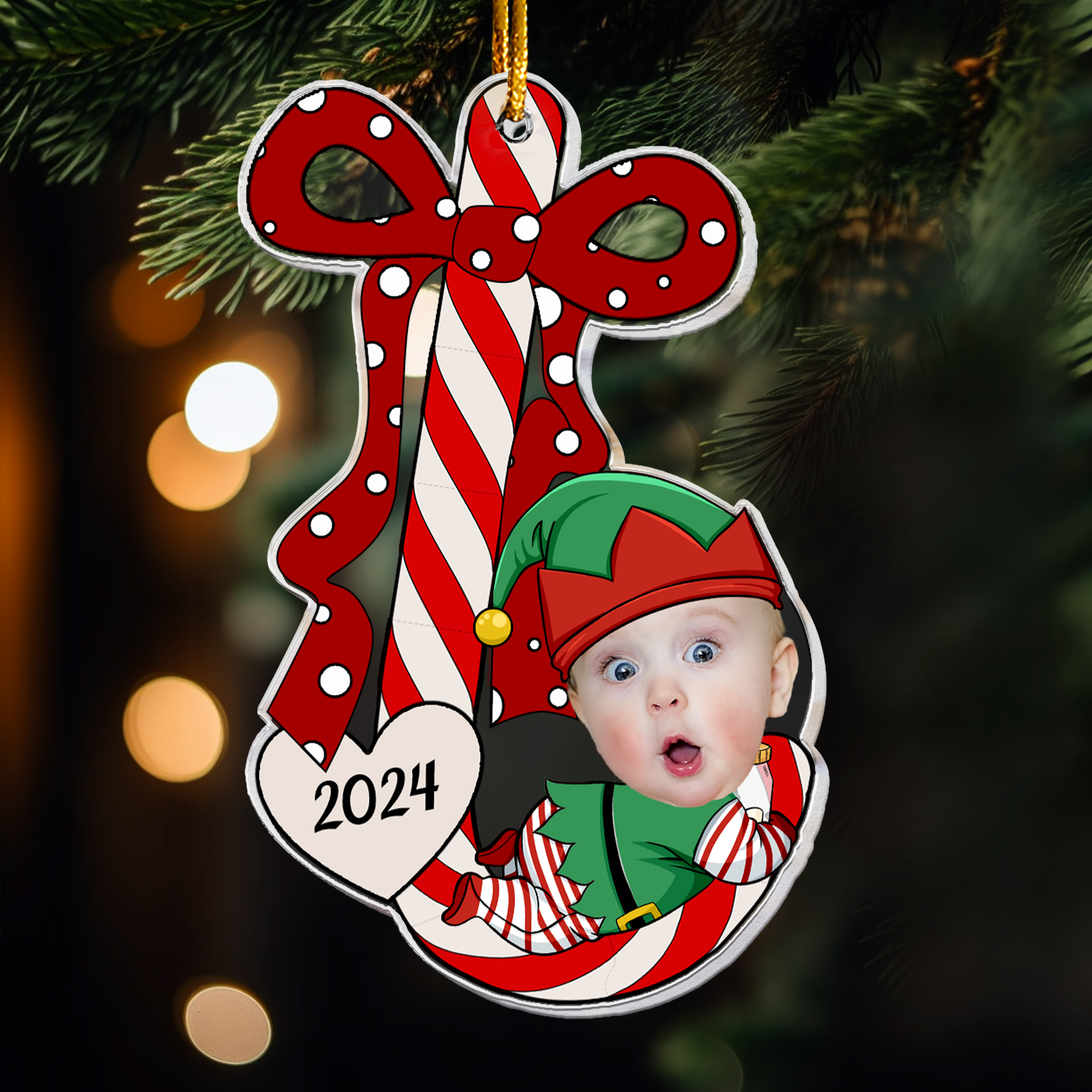 Baby?s First Christmas Ornaments Lovely Candy - Personalized Acrylic Photo Ornament ORN0810