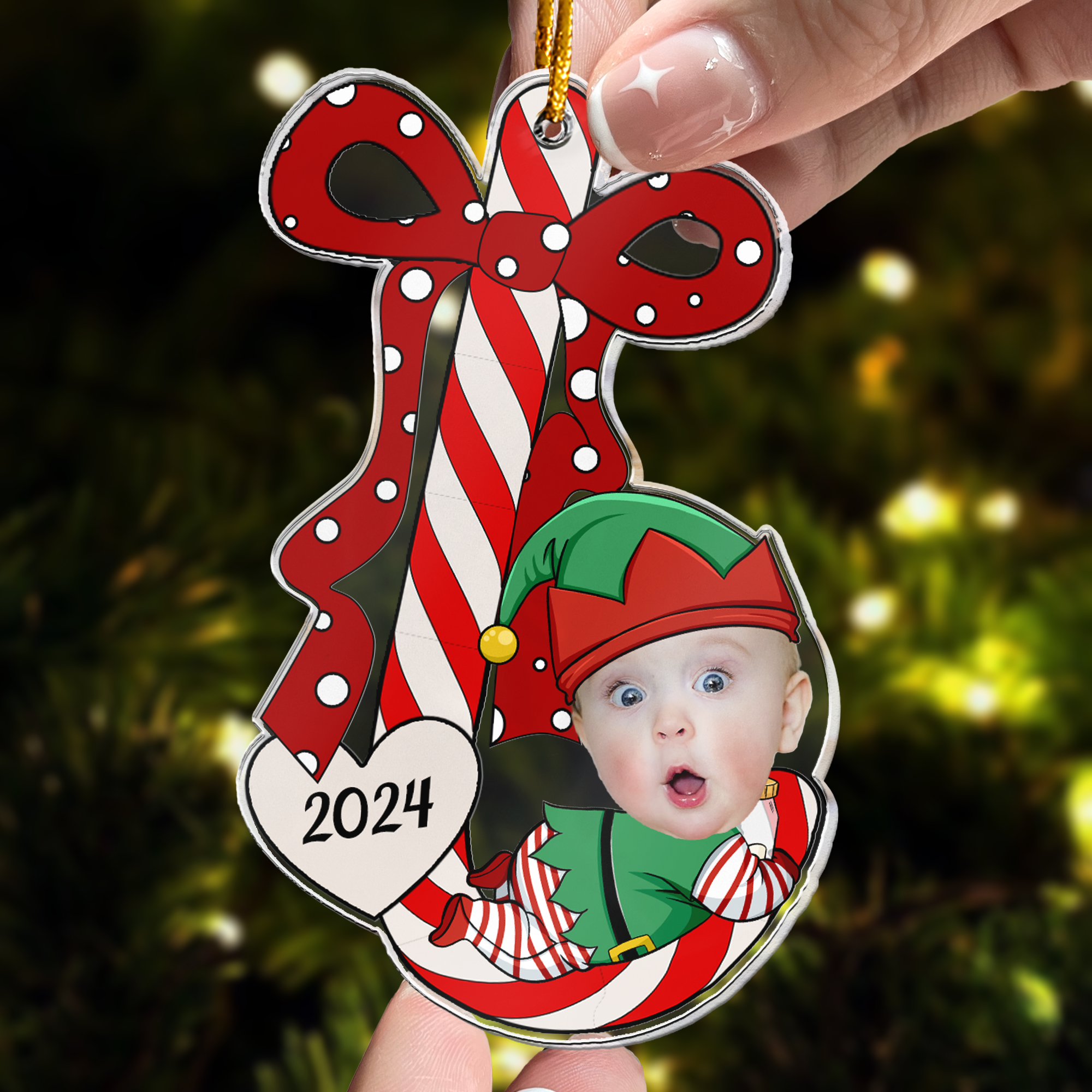 Baby?s First Christmas Ornaments Lovely Candy - Personalized Acrylic Photo Ornament ORN0810