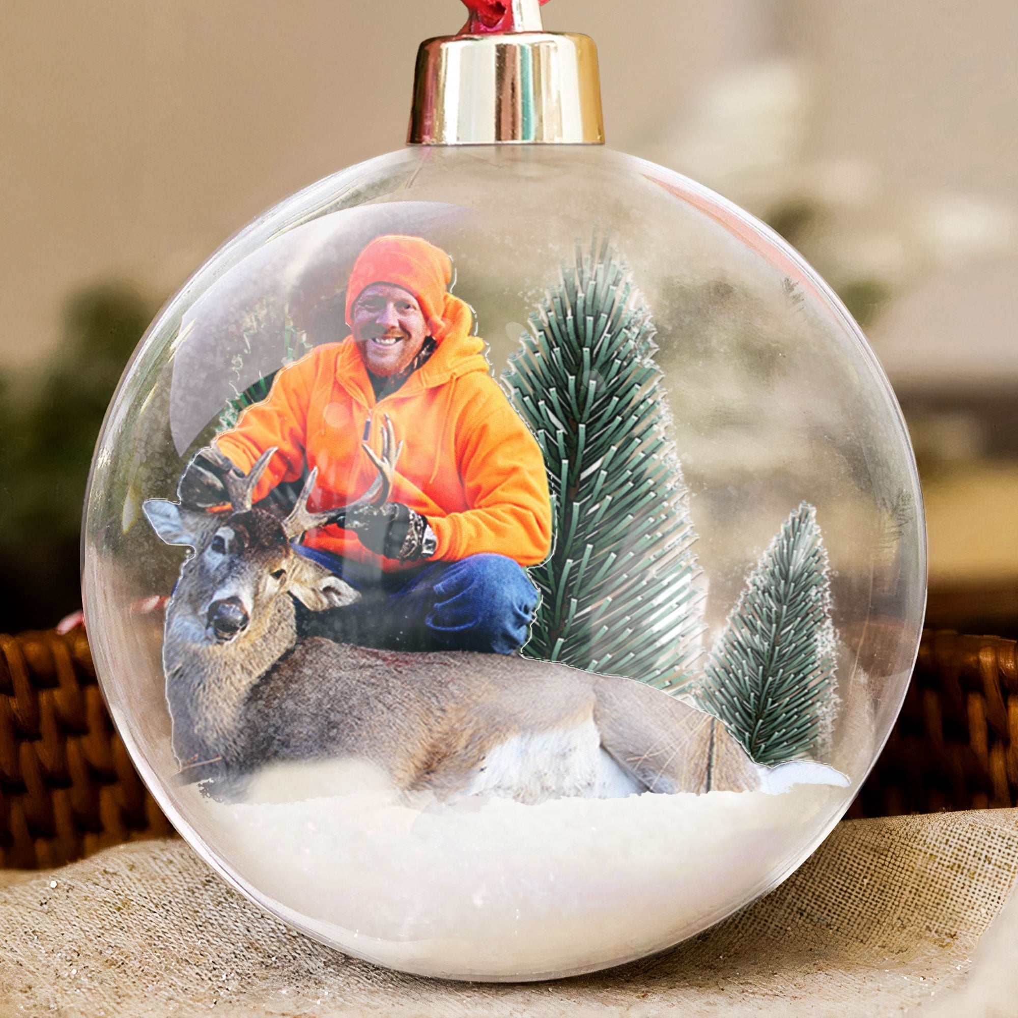 Best Buckin' Papa Ever - Personalized Christmas Ball Photo Ornament ORN0810