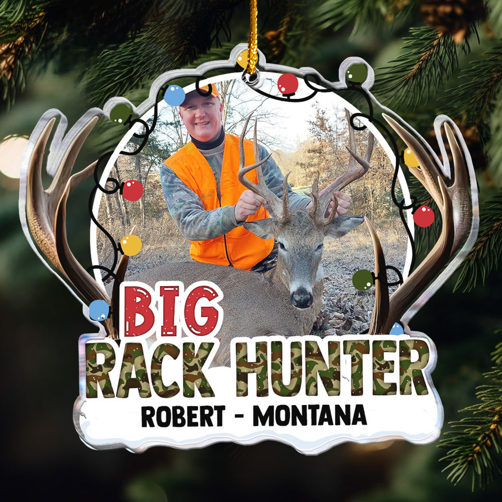 Big Rack Hunter - Personalized Acrylic Photo Ornament ORN0810