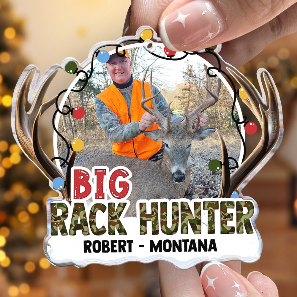 Big Rack Hunter - Personalized Acrylic Photo Ornament ORNA1210