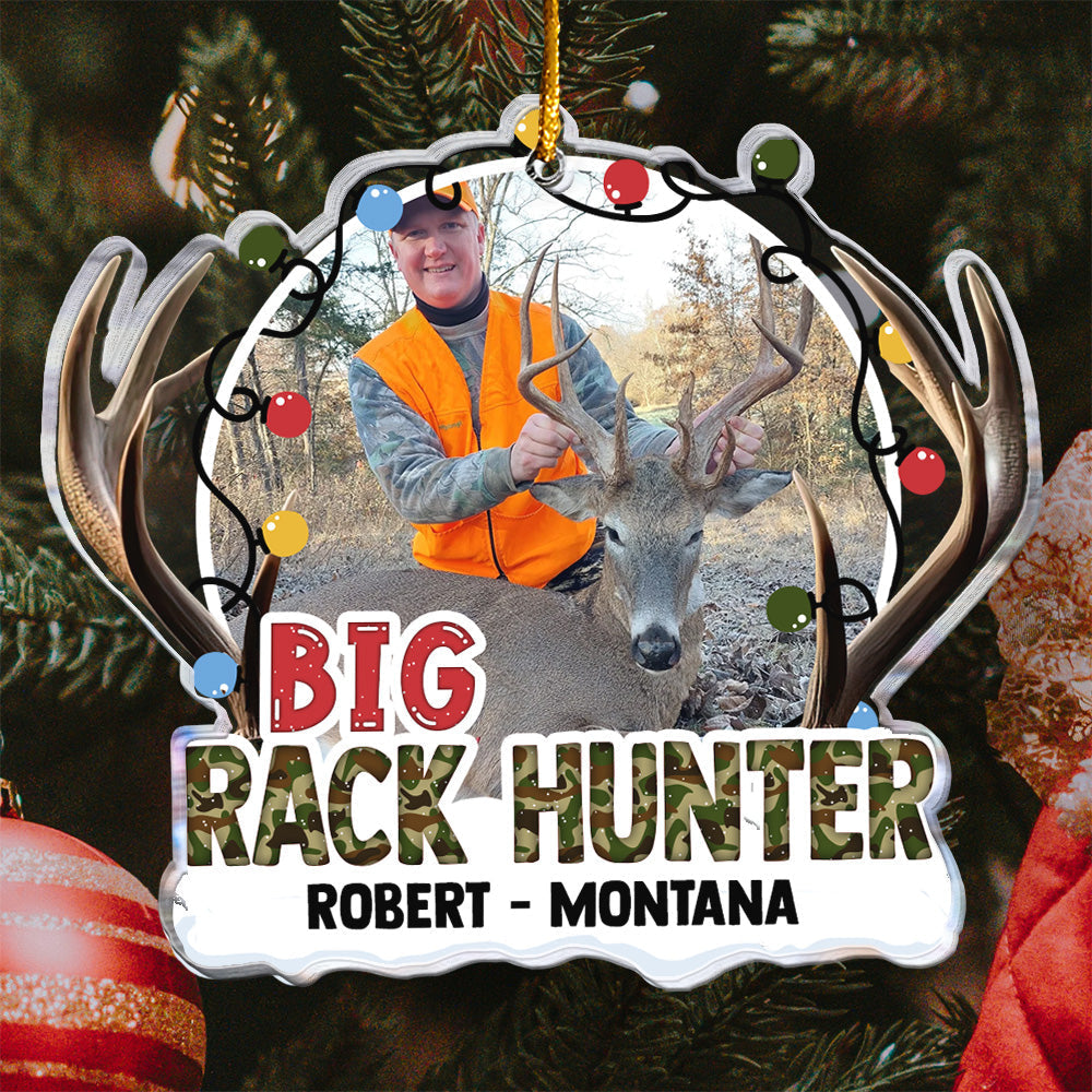 Big Rack Hunter - Personalized Acrylic Photo Ornament ORN0810