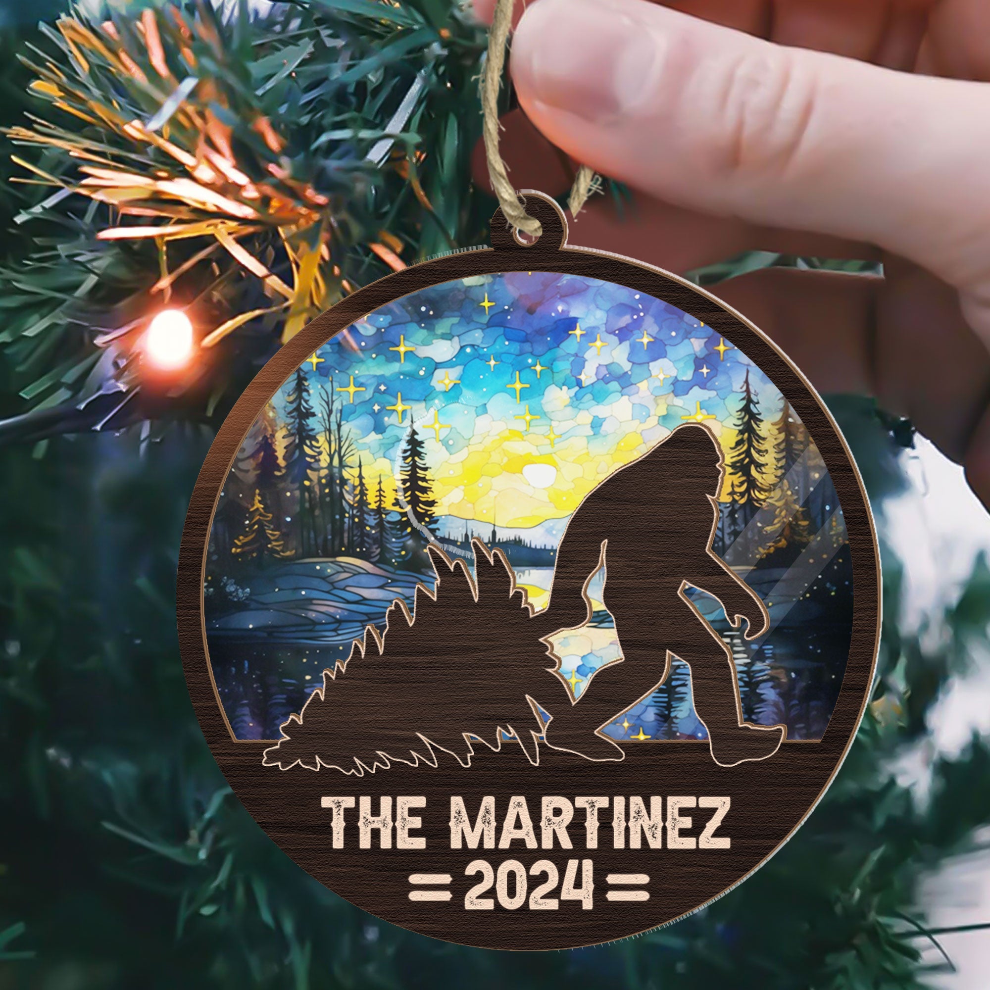 Bigfoot Christmas 2024 - Personalized Suncatcher Ornament ORN0810