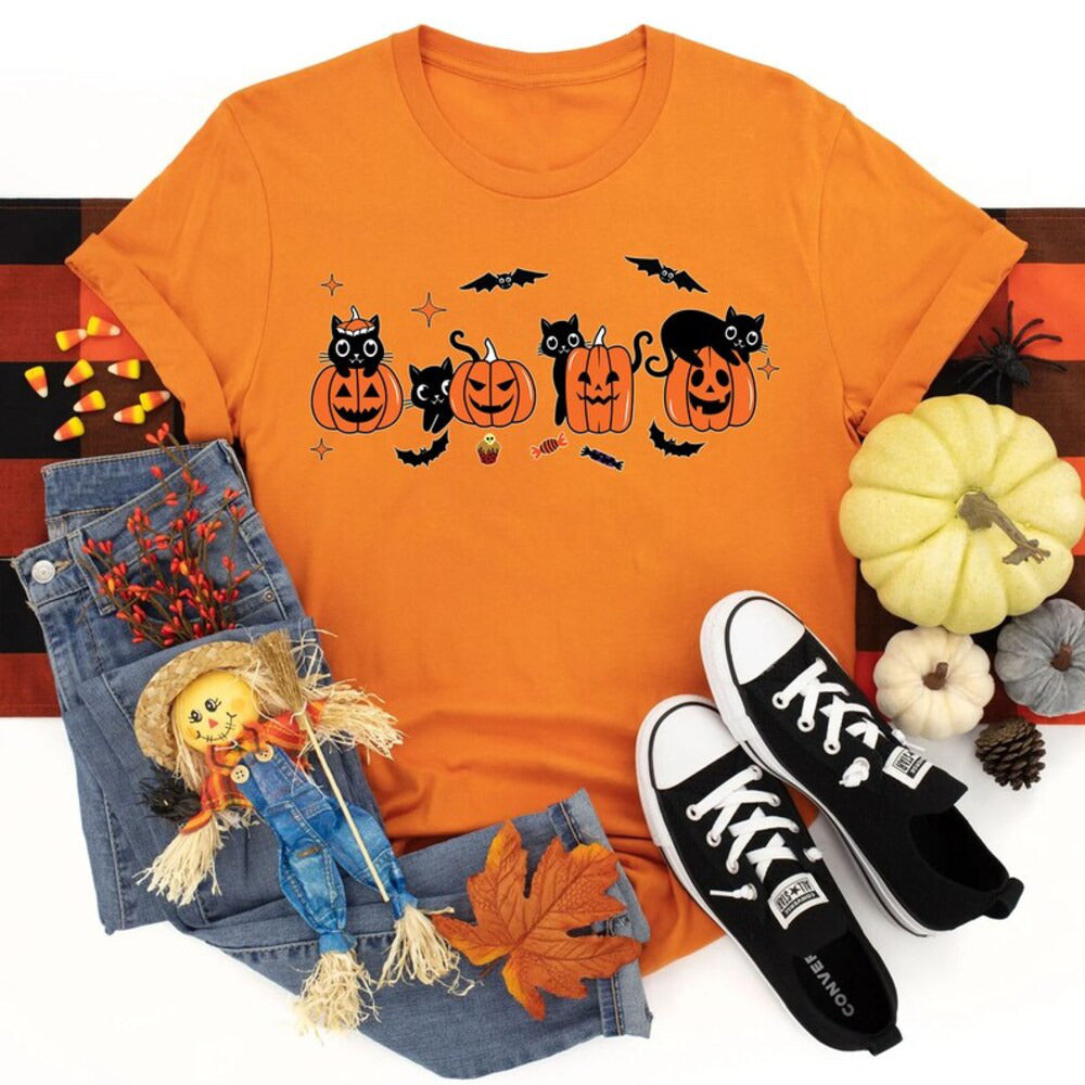 Black Cat Pumpkin Halloween Shirt, Black Cat Sweatshirt, Ghost Shirt,Cool Halloween Cat Shirt, Cat Lover Shirt,Black Cat Shirt,Spooky Season HL23