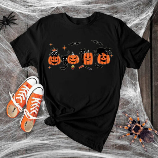 Black Cat Pumpkin Halloween Shirt, Black Cat Sweatshirt, Ghost Shirt,Cool Halloween Cat Shirt, Cat Lover Shirt,Black Cat Shirt,Spooky Season HL23