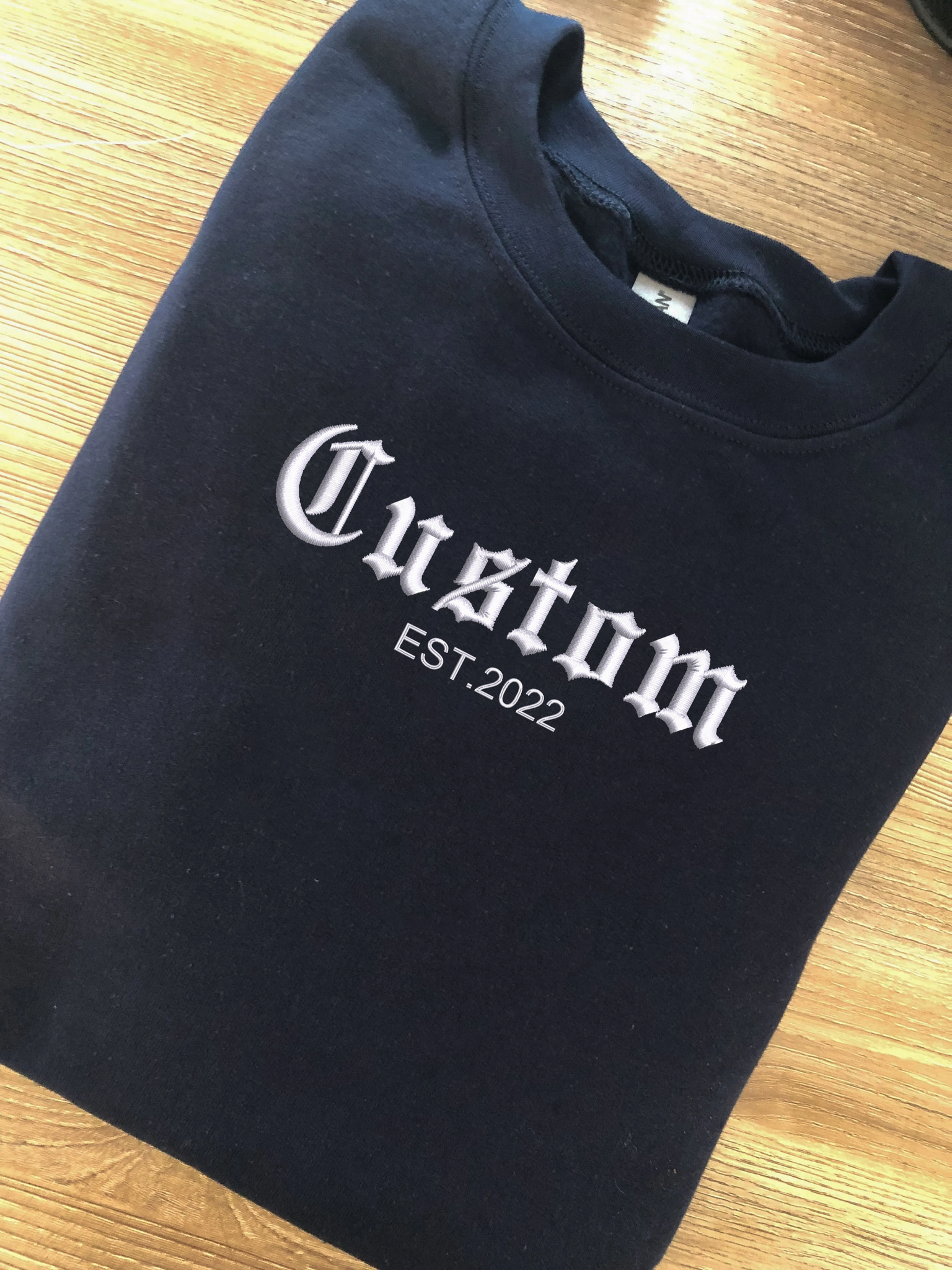 Custom embroidered hoodies, crewnecks - Initial on Sleeve em3