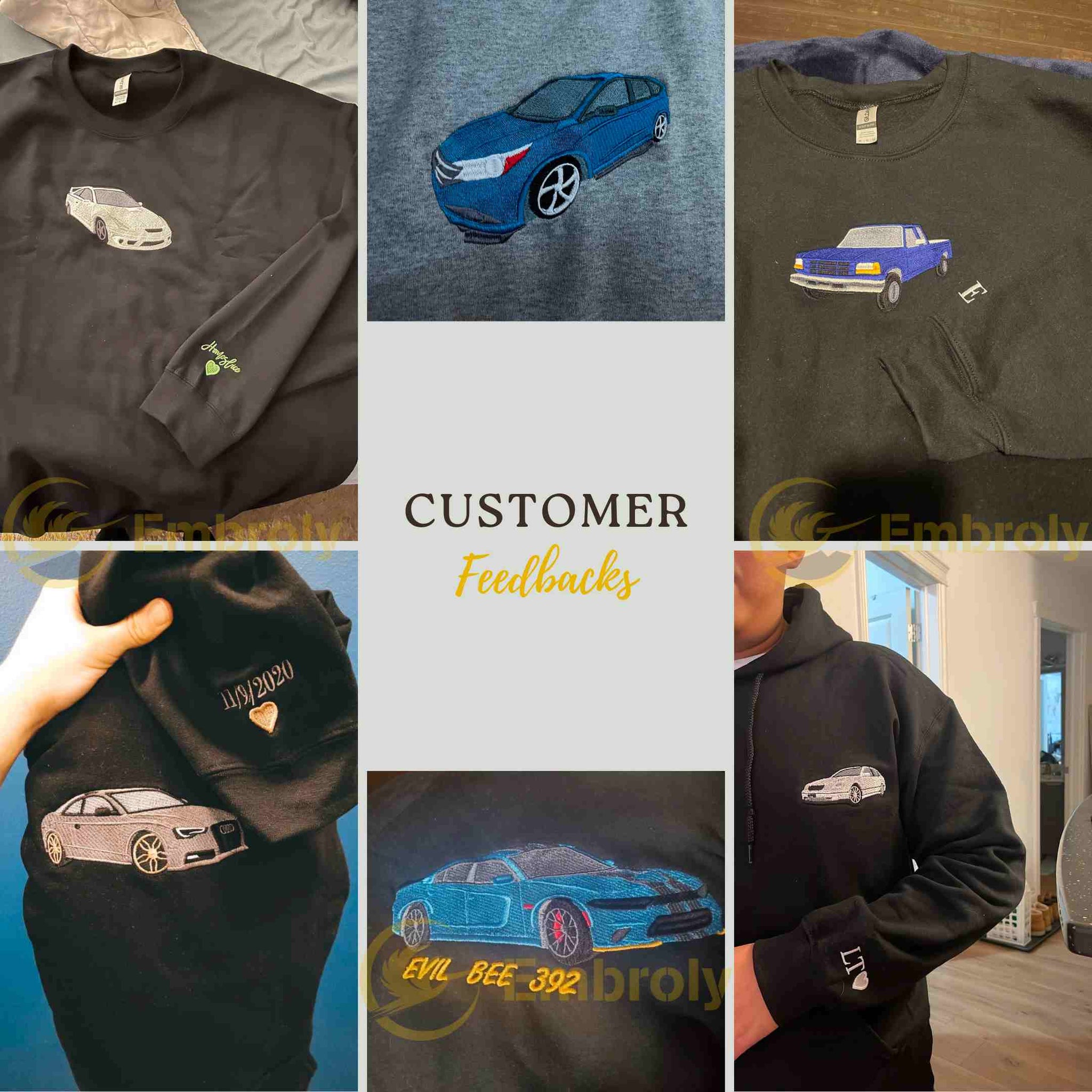 Custom Embroidered Car Hoodie, Sweatshirt em1