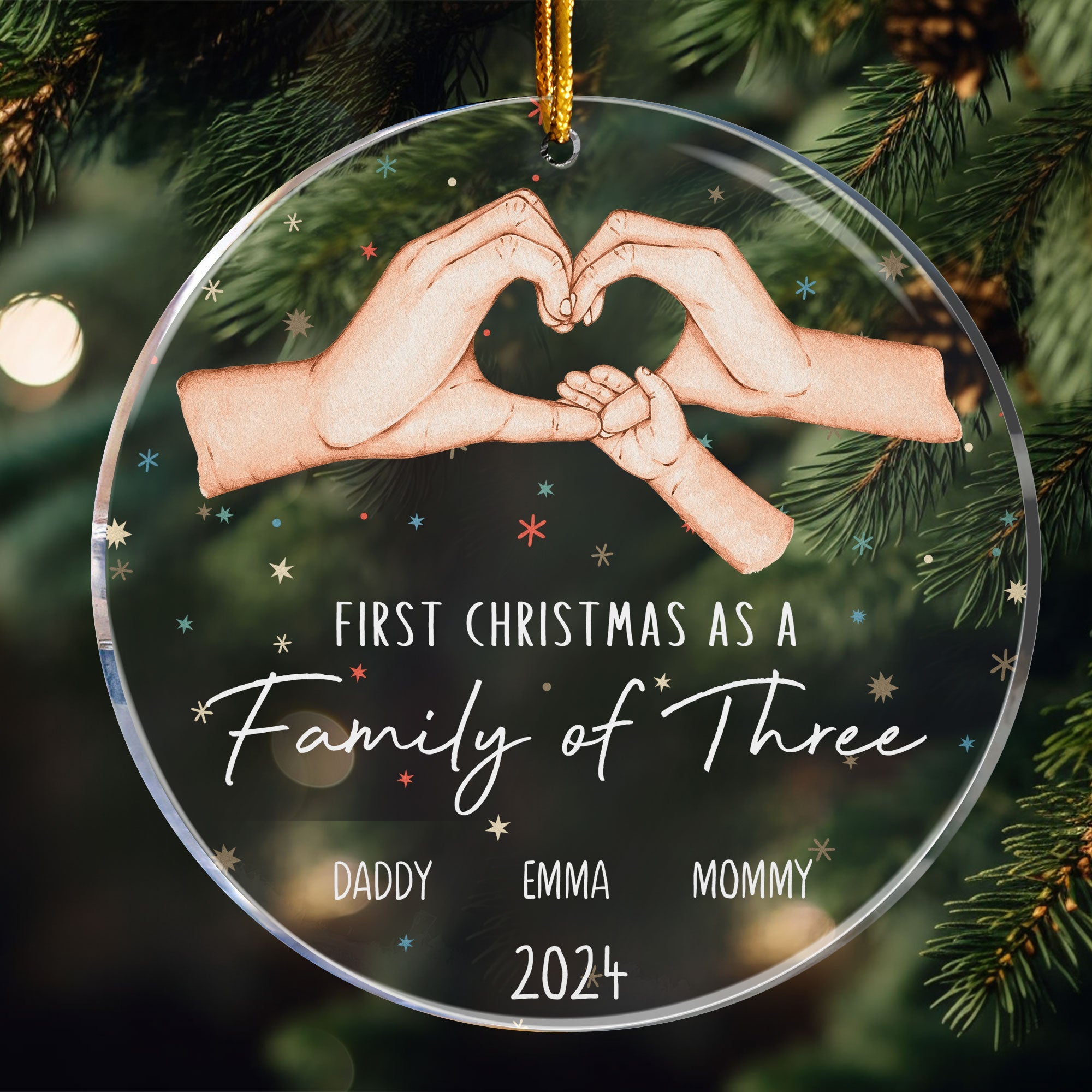 Celebrate First Christmas As A Family Of Three - Personalized Acrylic Ornament ORN0810