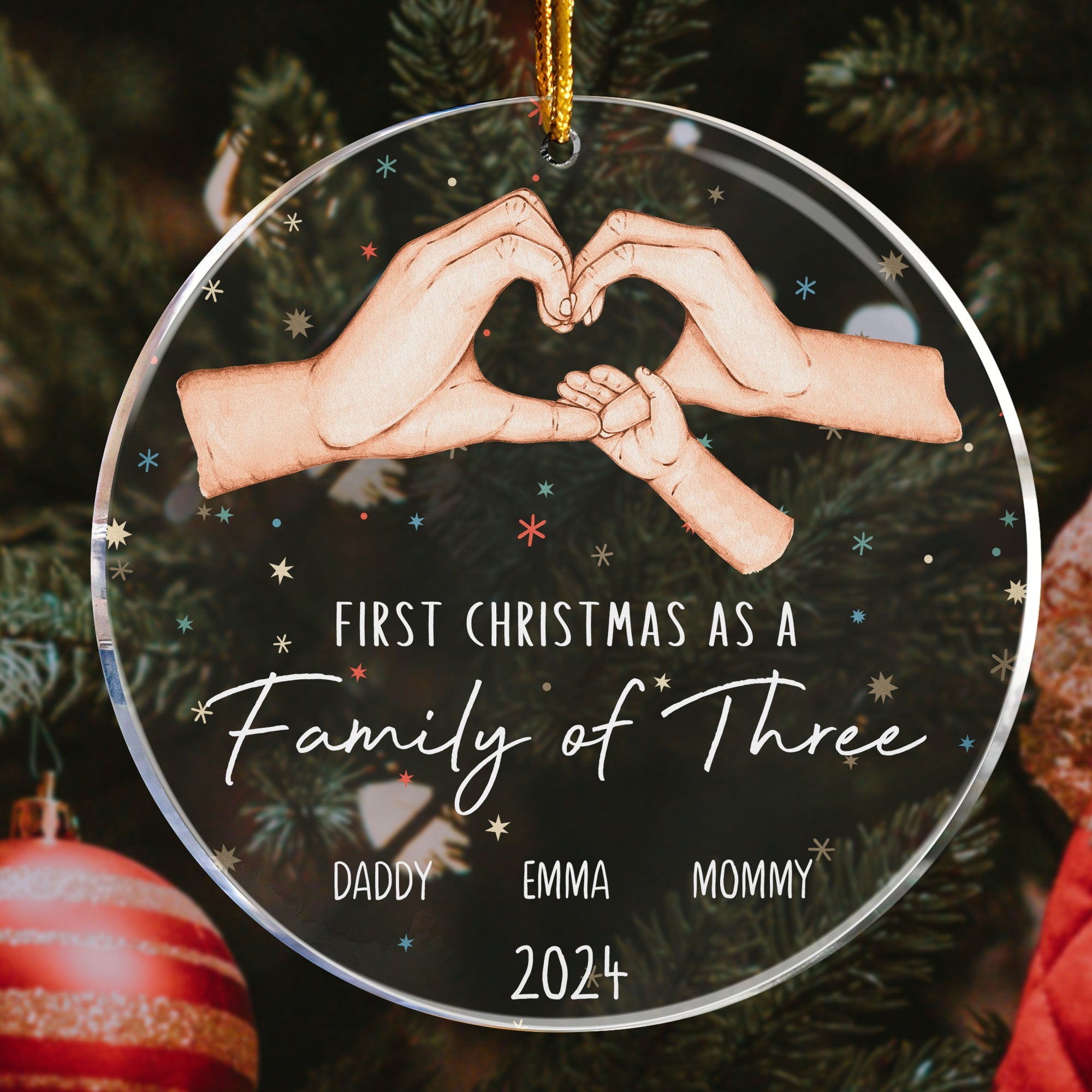 Celebrate First Christmas As A Family Of Three - Personalized Acrylic Ornament ORN0810