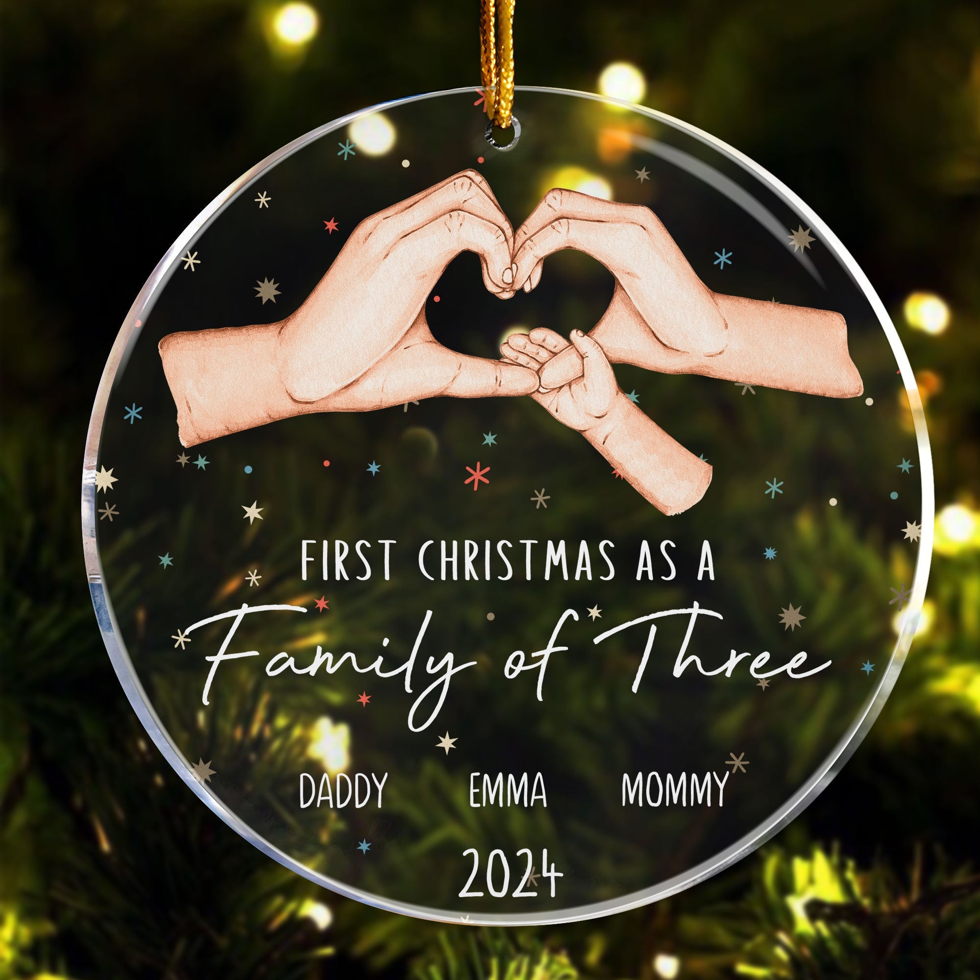 Celebrate First Christmas As A Family Of Three - Personalized Acrylic Ornament ORN0810