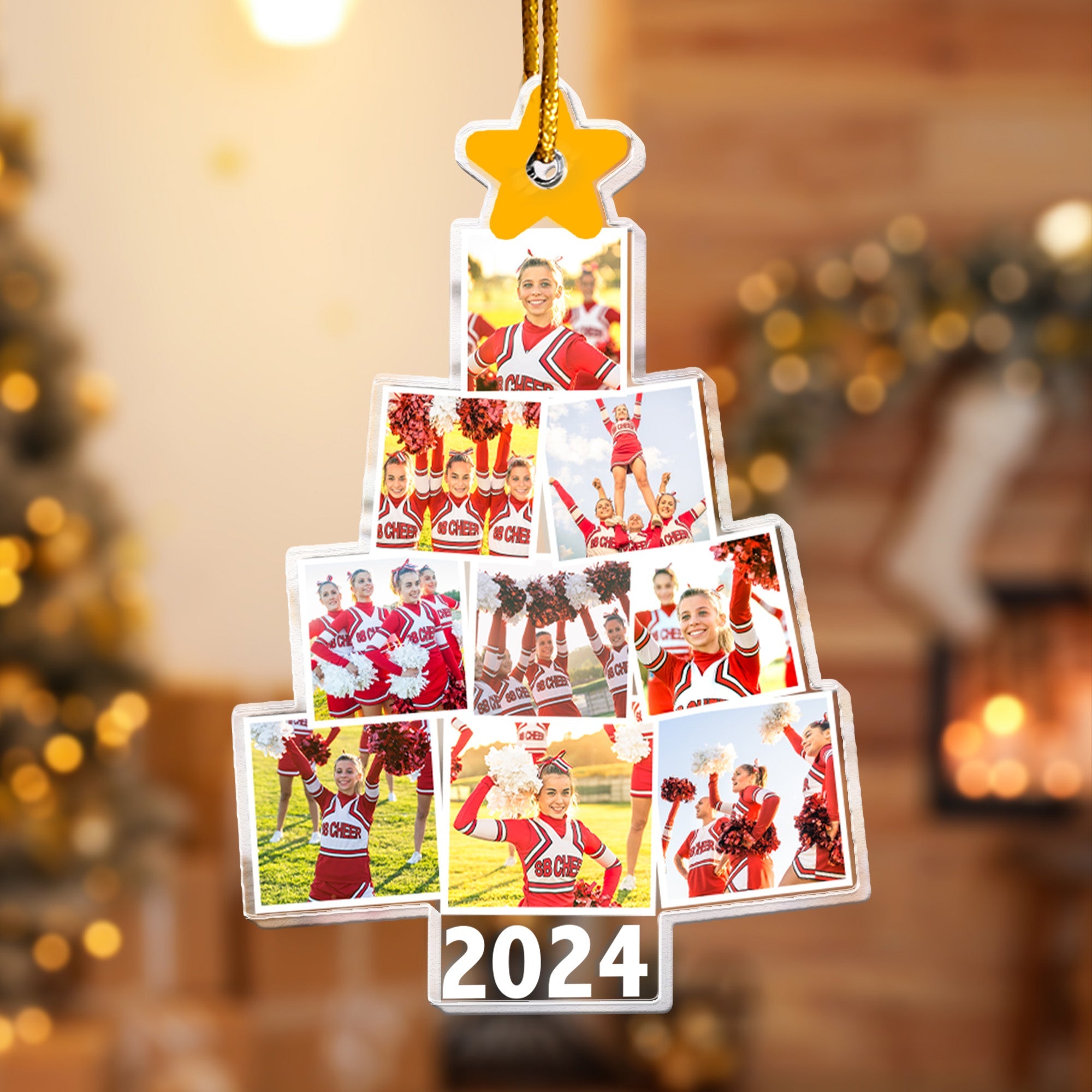 Cheerleader Christmas Tree - Personalized Acrylic Photo Ornament ORN0810