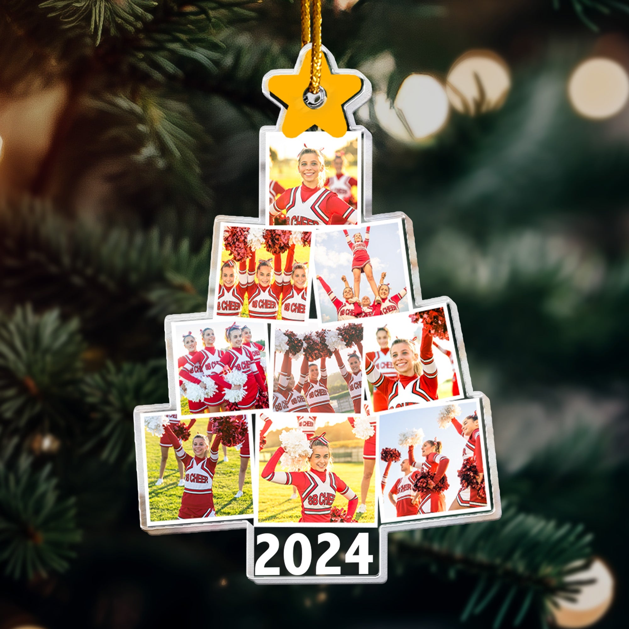 Cheerleader Christmas Tree - Personalized Acrylic Photo Ornament ORN0810