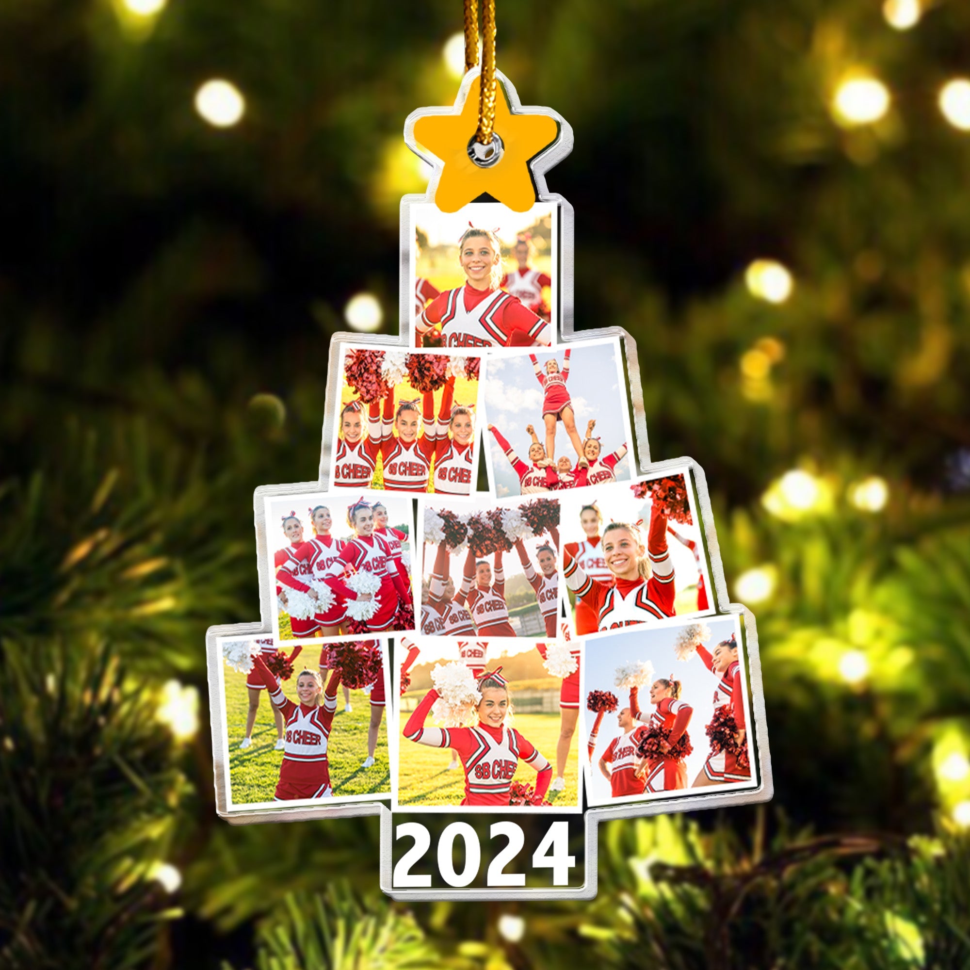 Cheerleader Christmas Tree - Personalized Acrylic Photo Ornament ORN0810