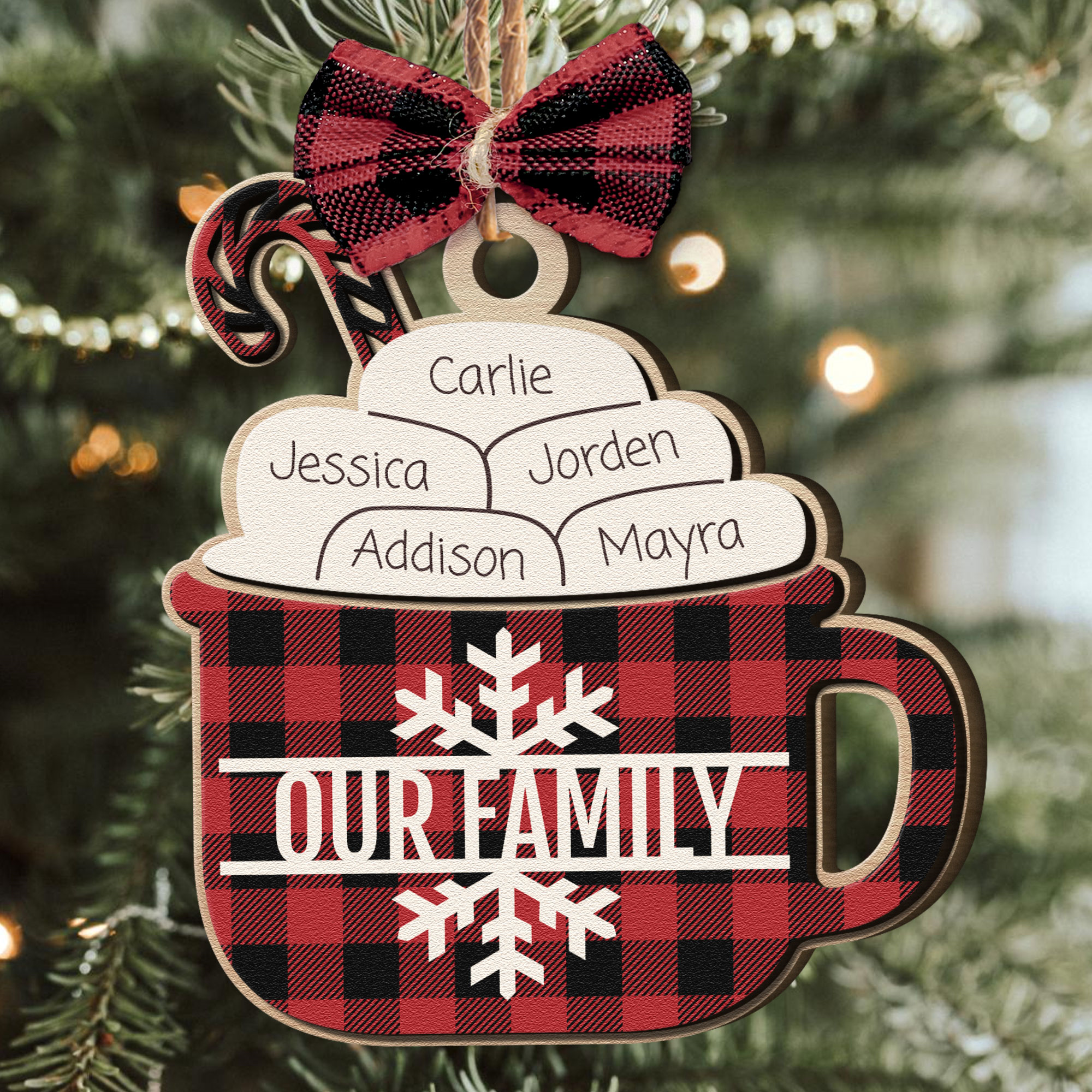 Our Family Hot Cocoa Custom Name- Personalized Wooden Ornament ORNA1210