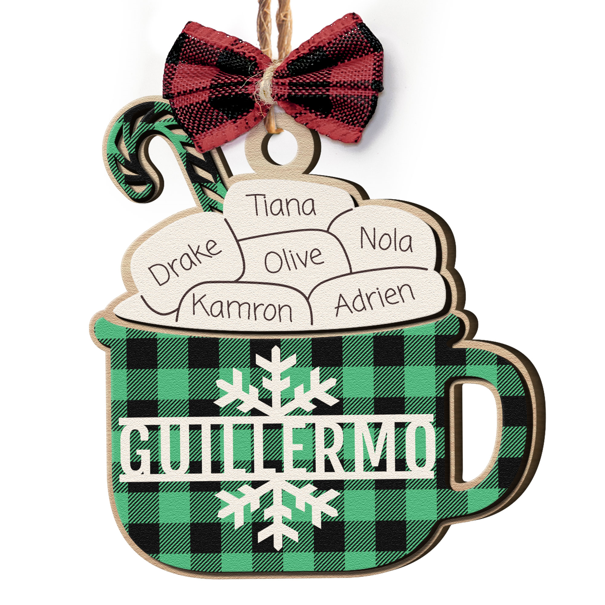 Our Family Hot Cocoa Custom Name- Personalized Wooden Ornament ORNA1210
