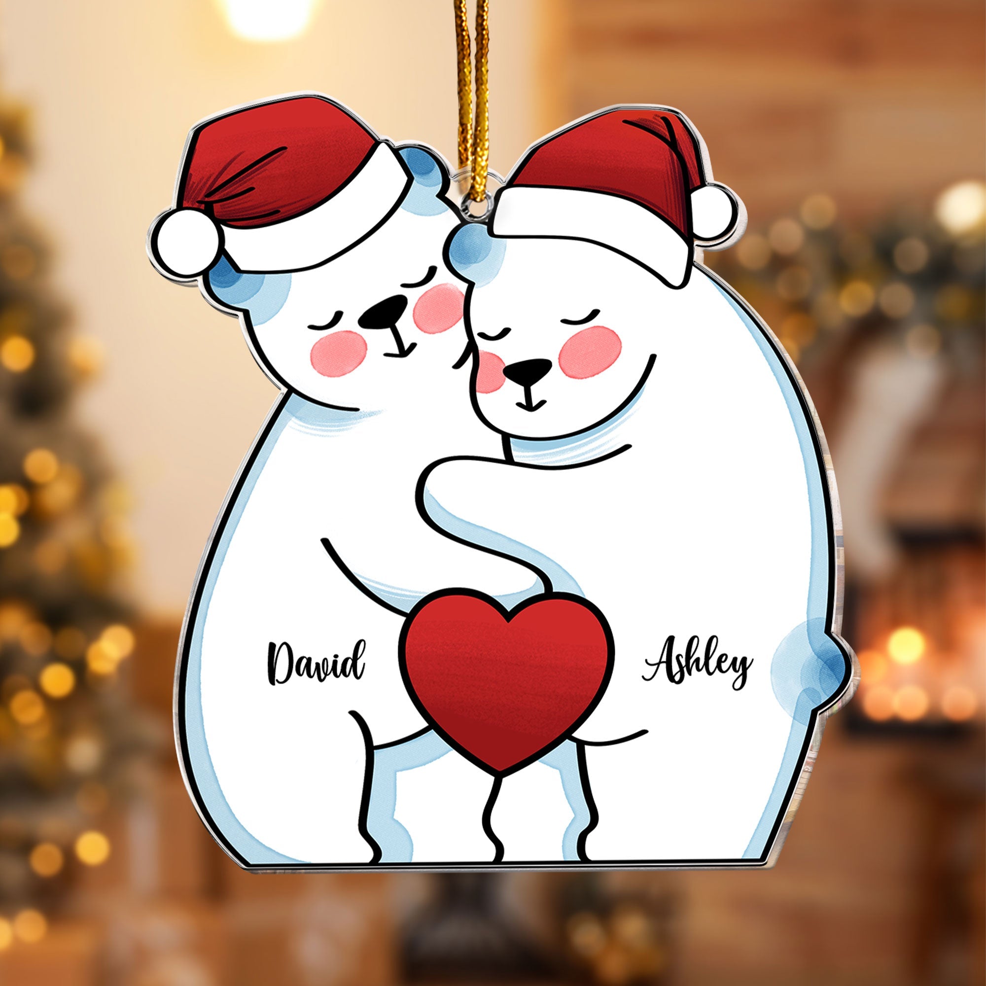 Christmas Bear Family - Personalized Acrylic Ornament ORN0810