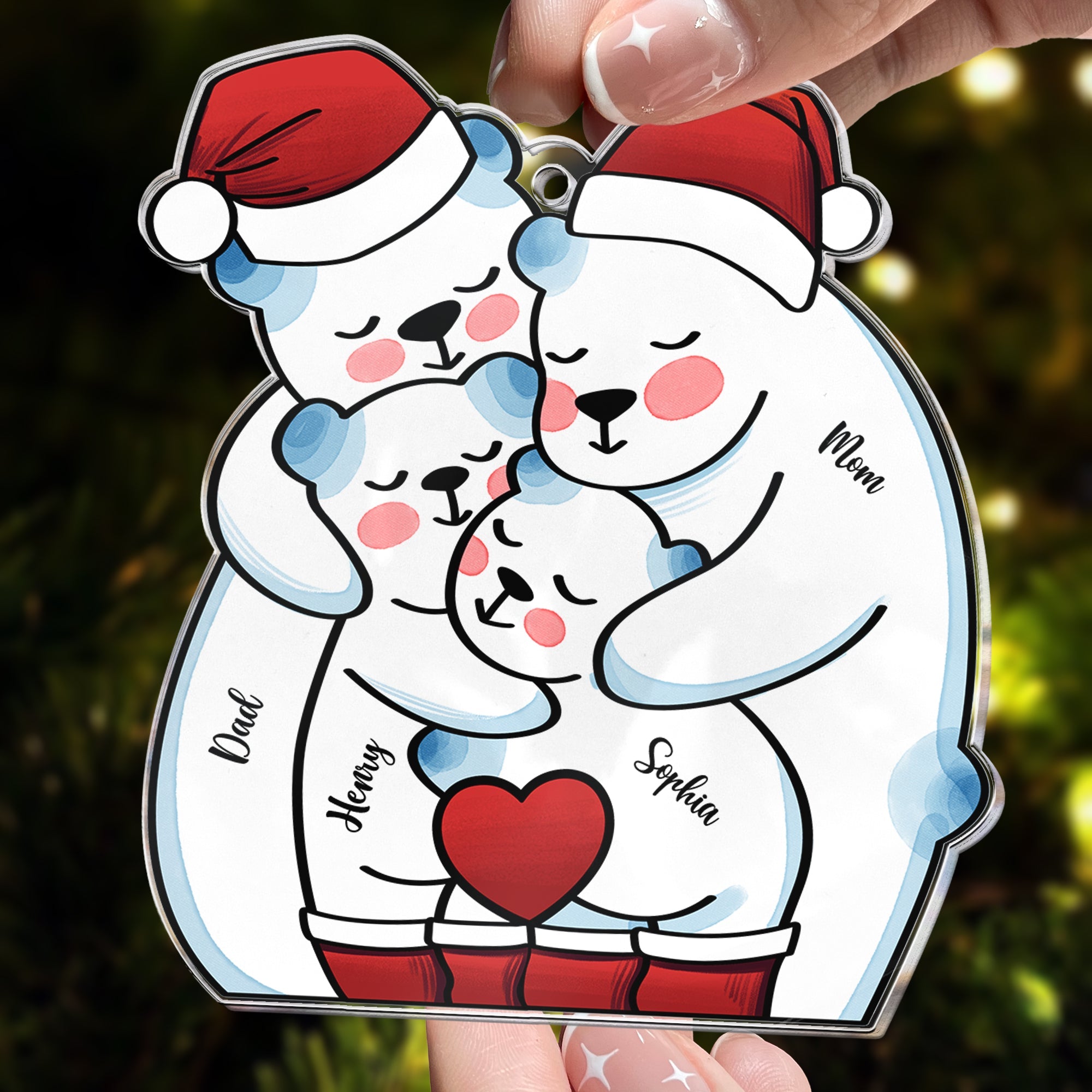 Christmas Bear Family - Personalized Acrylic Ornament ORN0810