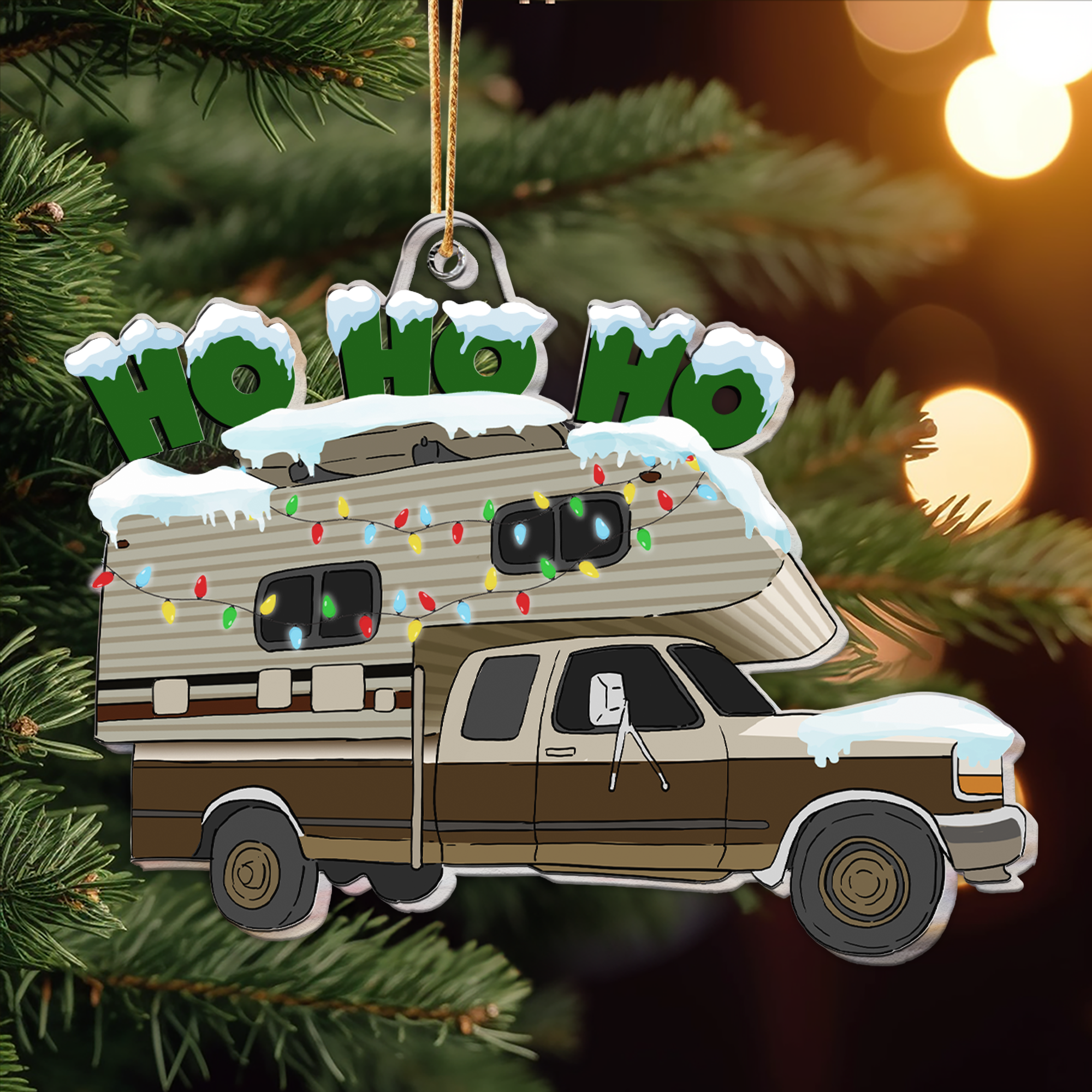 Christmas Camping Trailer - Personalized Custom Shaped Acrylic Ornament ORN0810