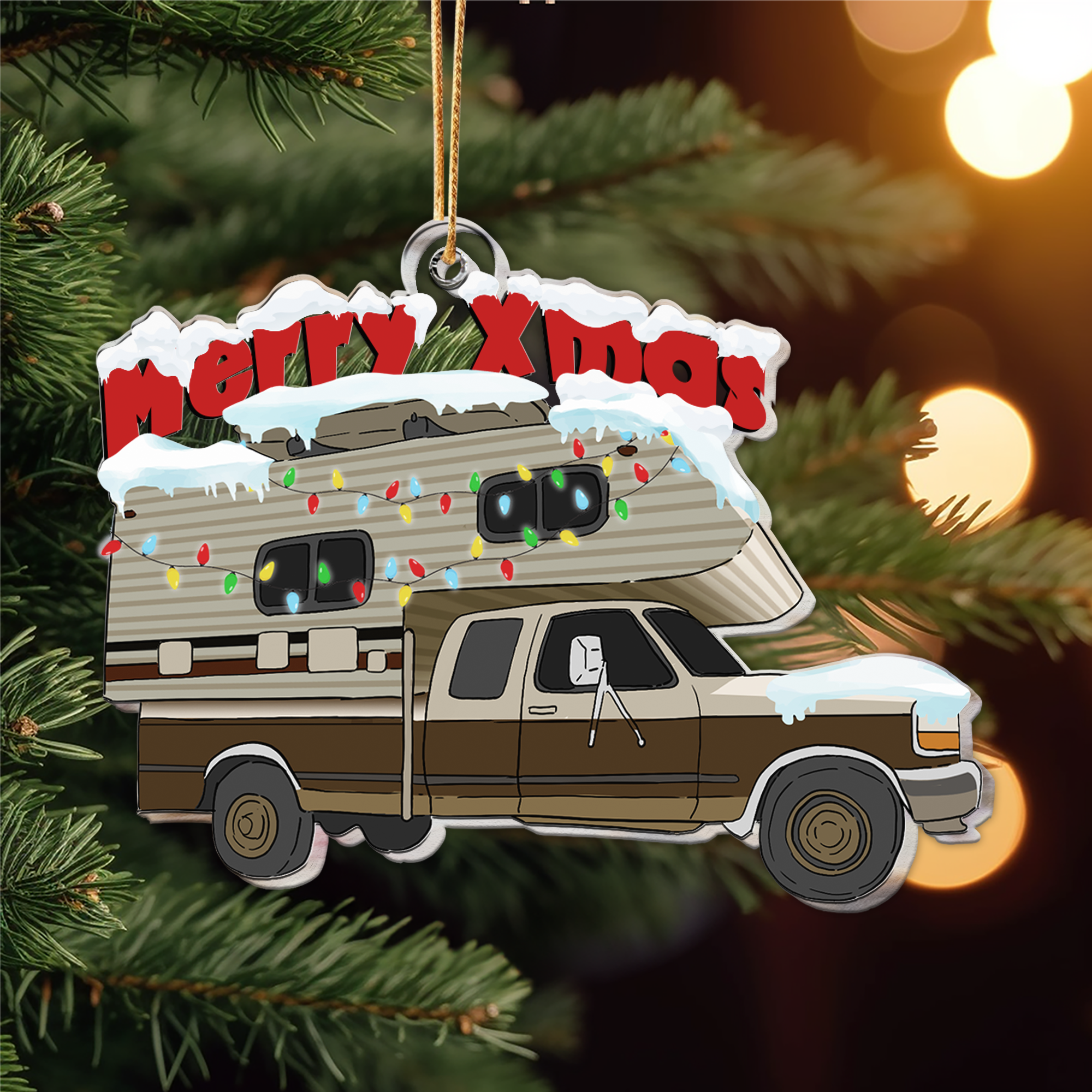 Christmas Camping Trailer - Personalized Custom Shaped Acrylic Ornament ORN0810