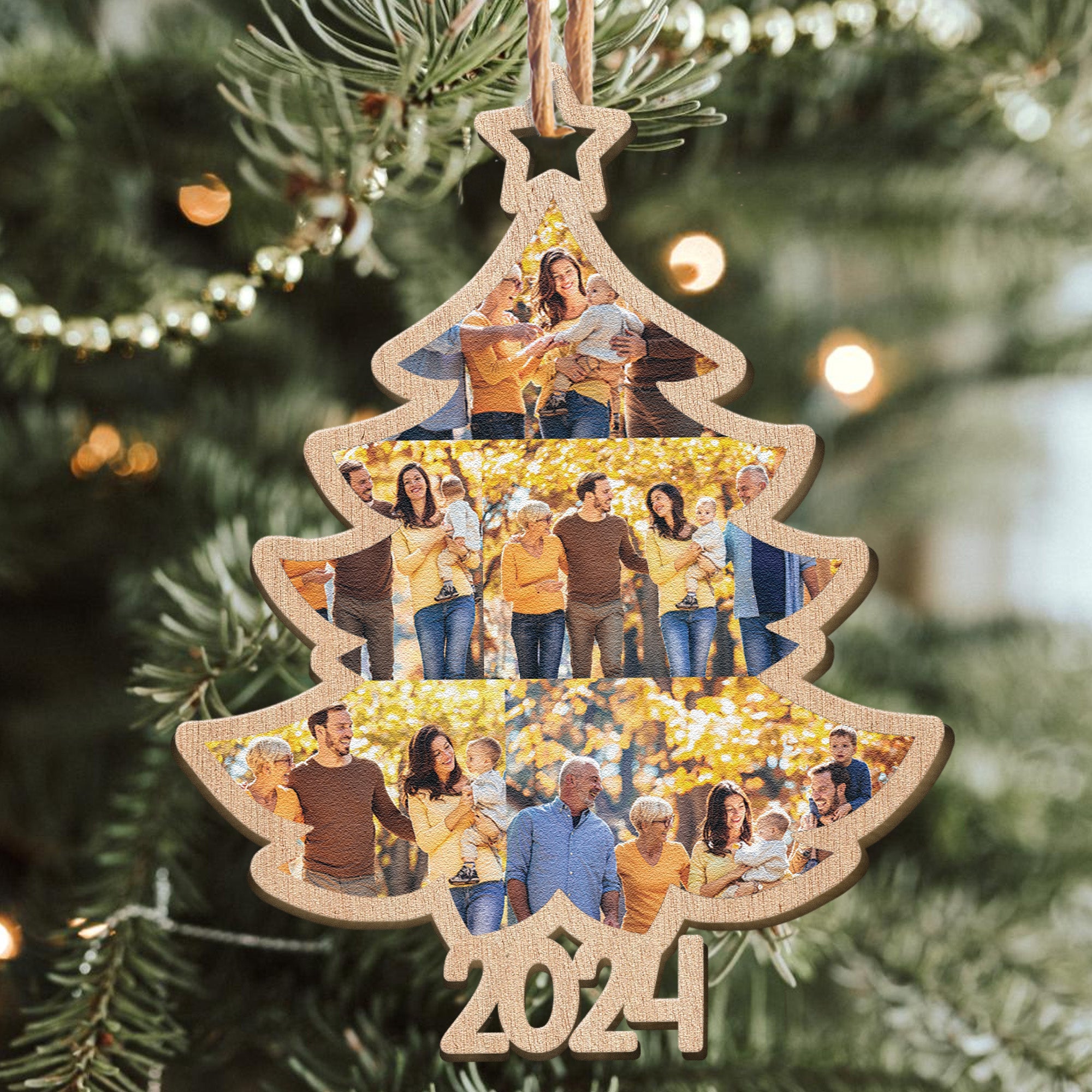 Christmas Custom Family Photo 2024 Christmas Tree - Personalized Wooden Ornament ORN0810