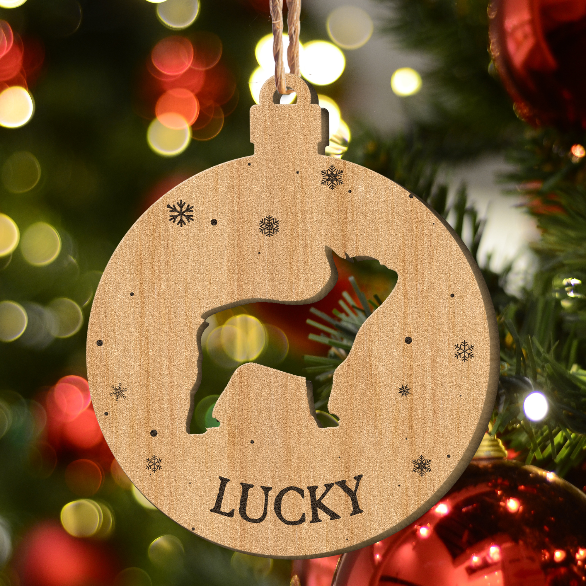 Christmas Dogs - Personalized Wooden Ornament ORN0810