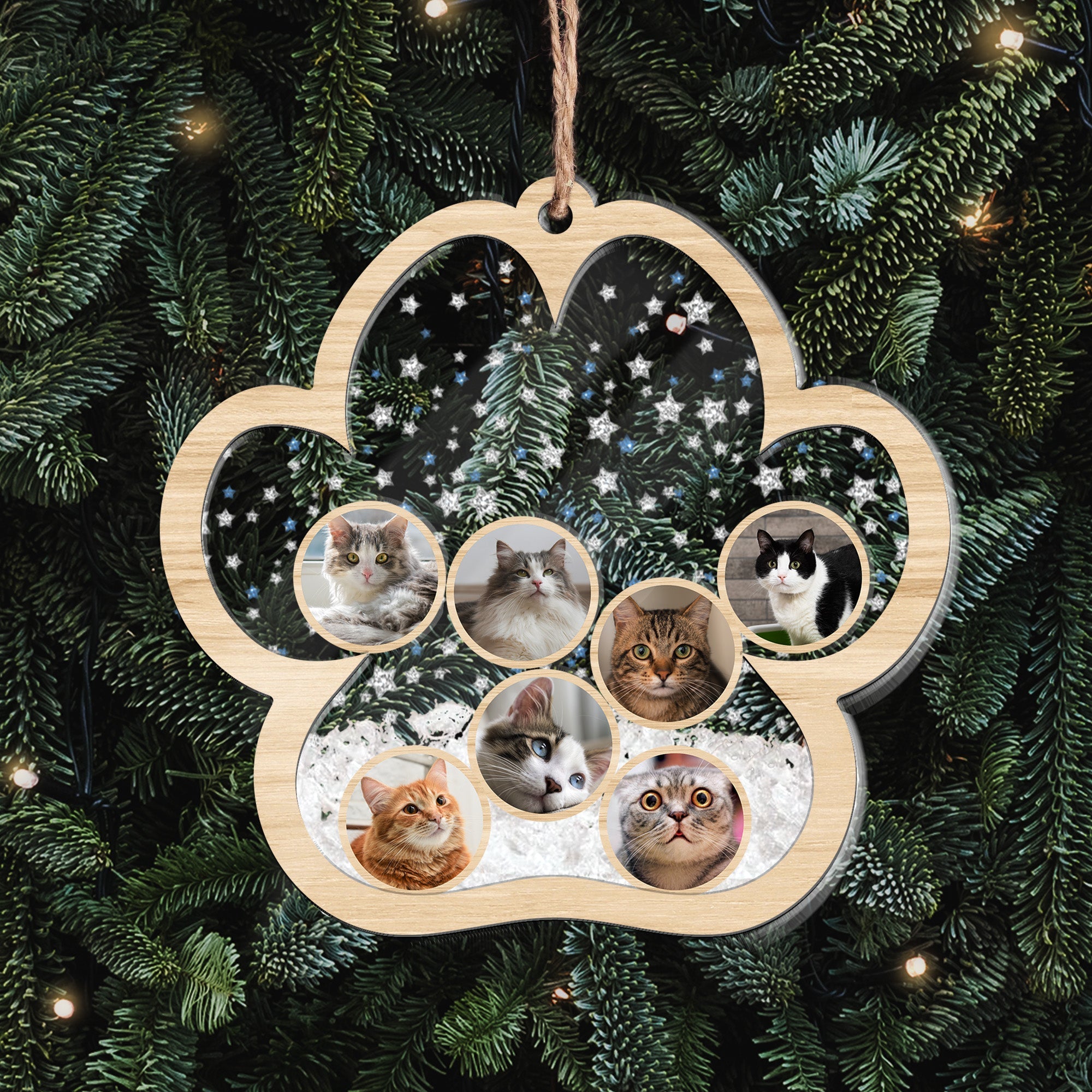 Christmas Gifts For Cat Person - Personalized 3 Layered Christmas Shaker Ornament ORN0810