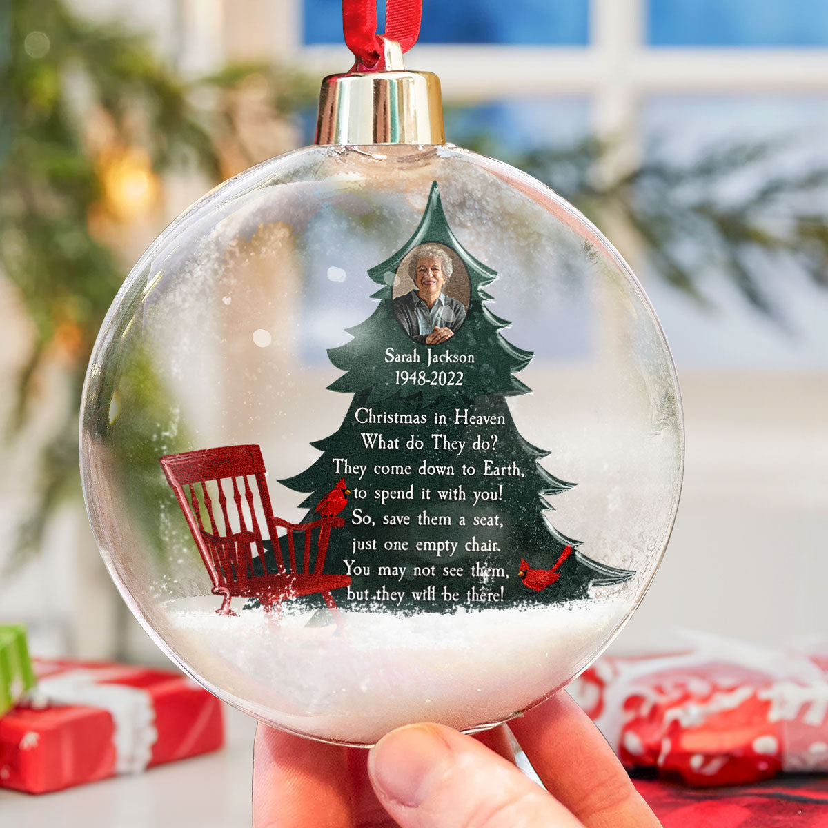 Christmas In Heaven Memorial In Loss Of Loved Ones - Personalized Christmas Ball Photo Ornament ORN0810