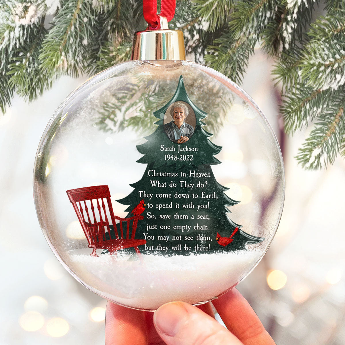 Christmas In Heaven Memorial In Loss Of Loved Ones - Personalized Christmas Ball Photo Ornament ORN0810