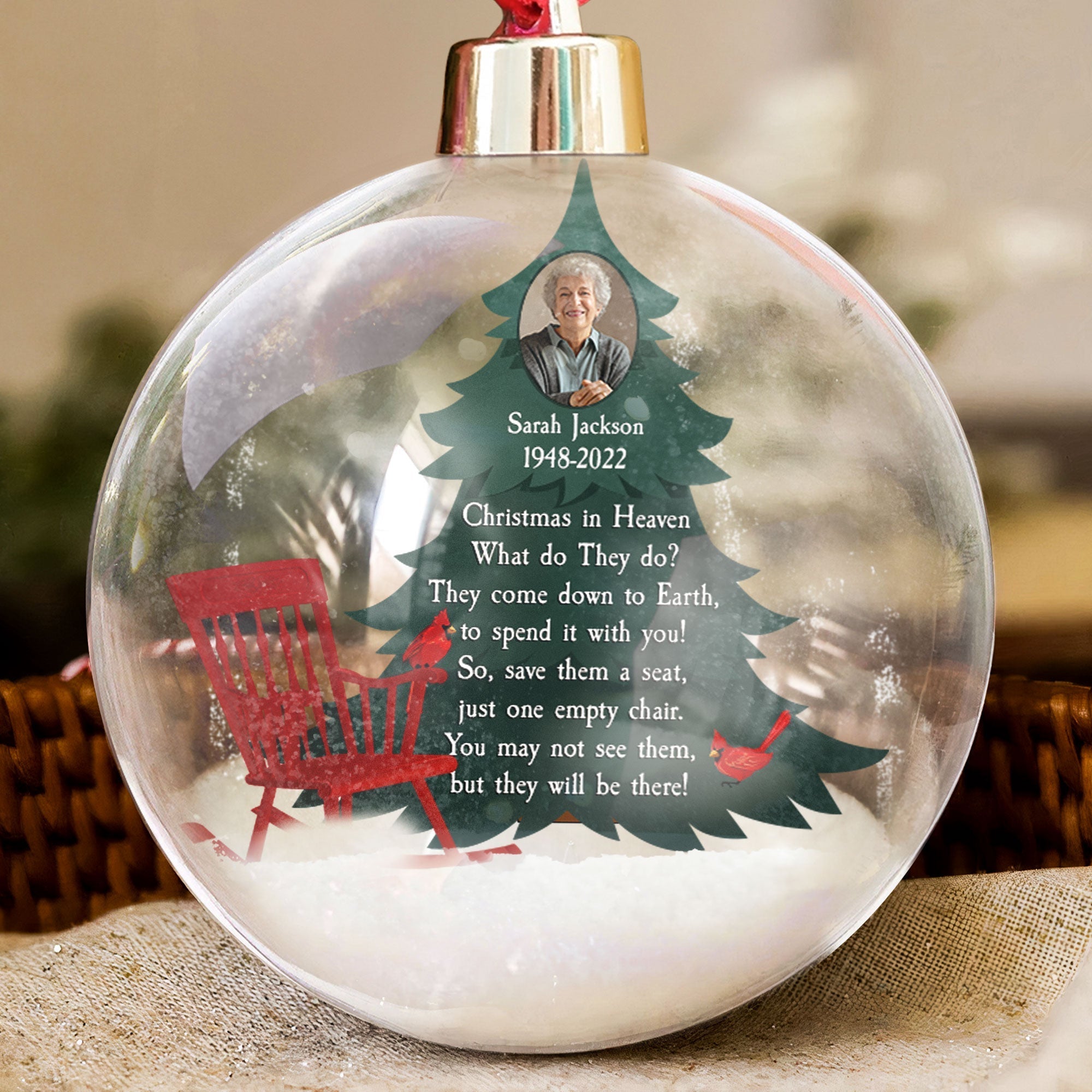 Christmas In Heaven Memorial In Loss Of Loved Ones - Personalized Christmas Ball Photo Ornament ORN0810