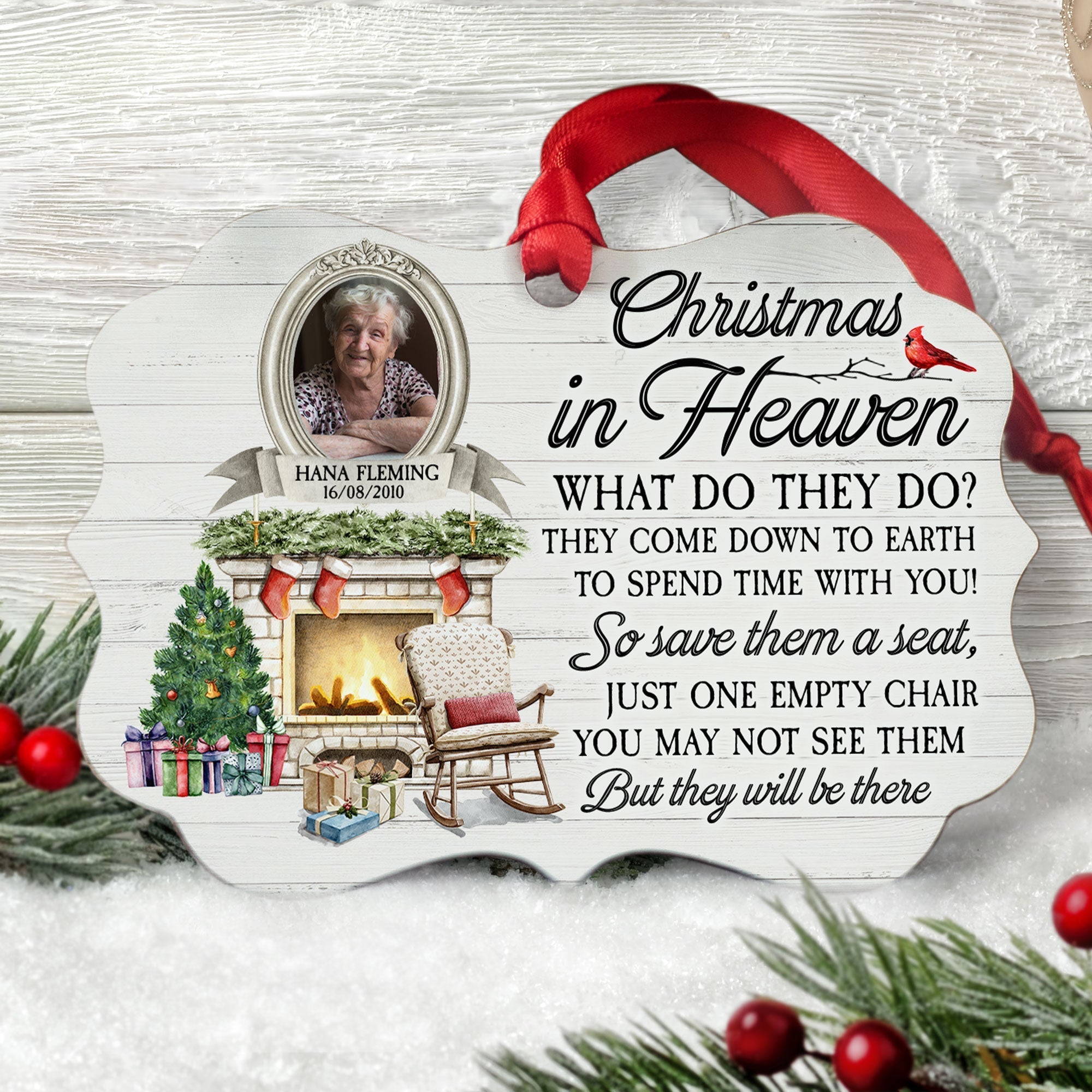 Christmas In Heaven - Personalized Aluminum Ornament - Memorial Gift For Family, Remembrance, Grief Gift, Sympathy Gift ORN0810