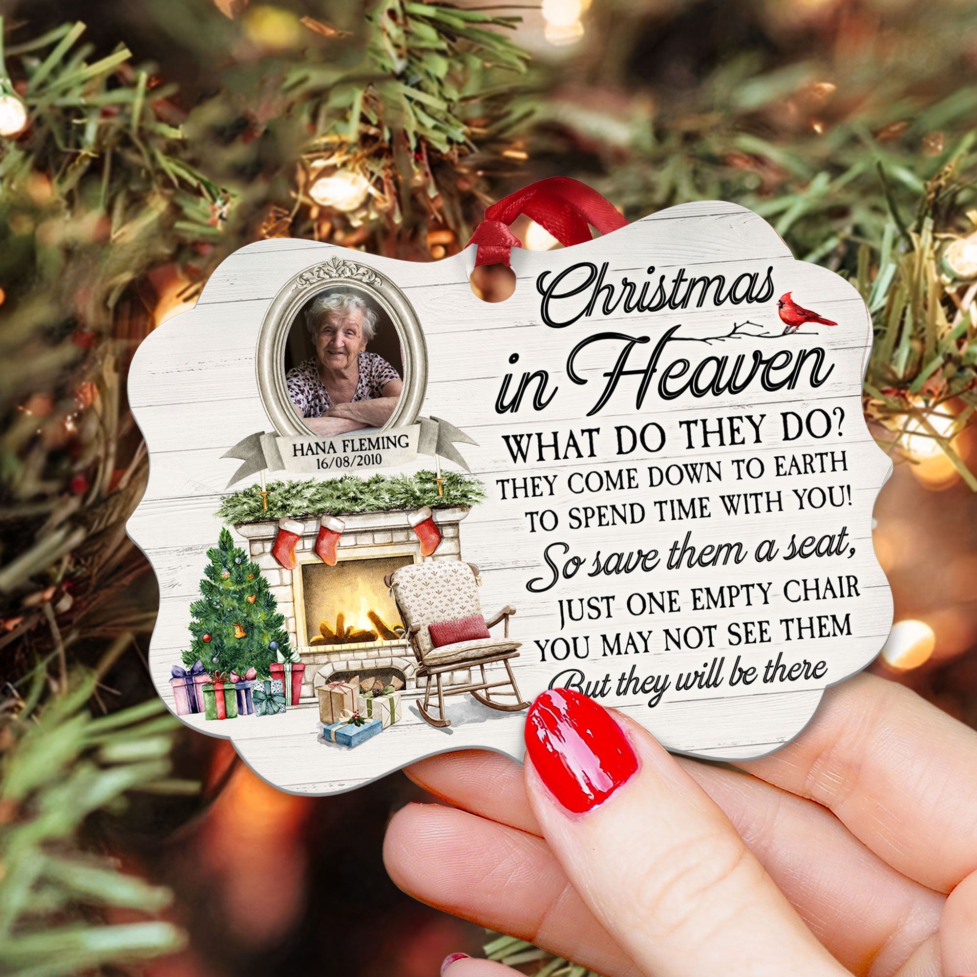 Christmas In Heaven - Personalized Aluminum Ornament - Memorial Gift For Family, Remembrance, Grief Gift, Sympathy Gift ORN0810