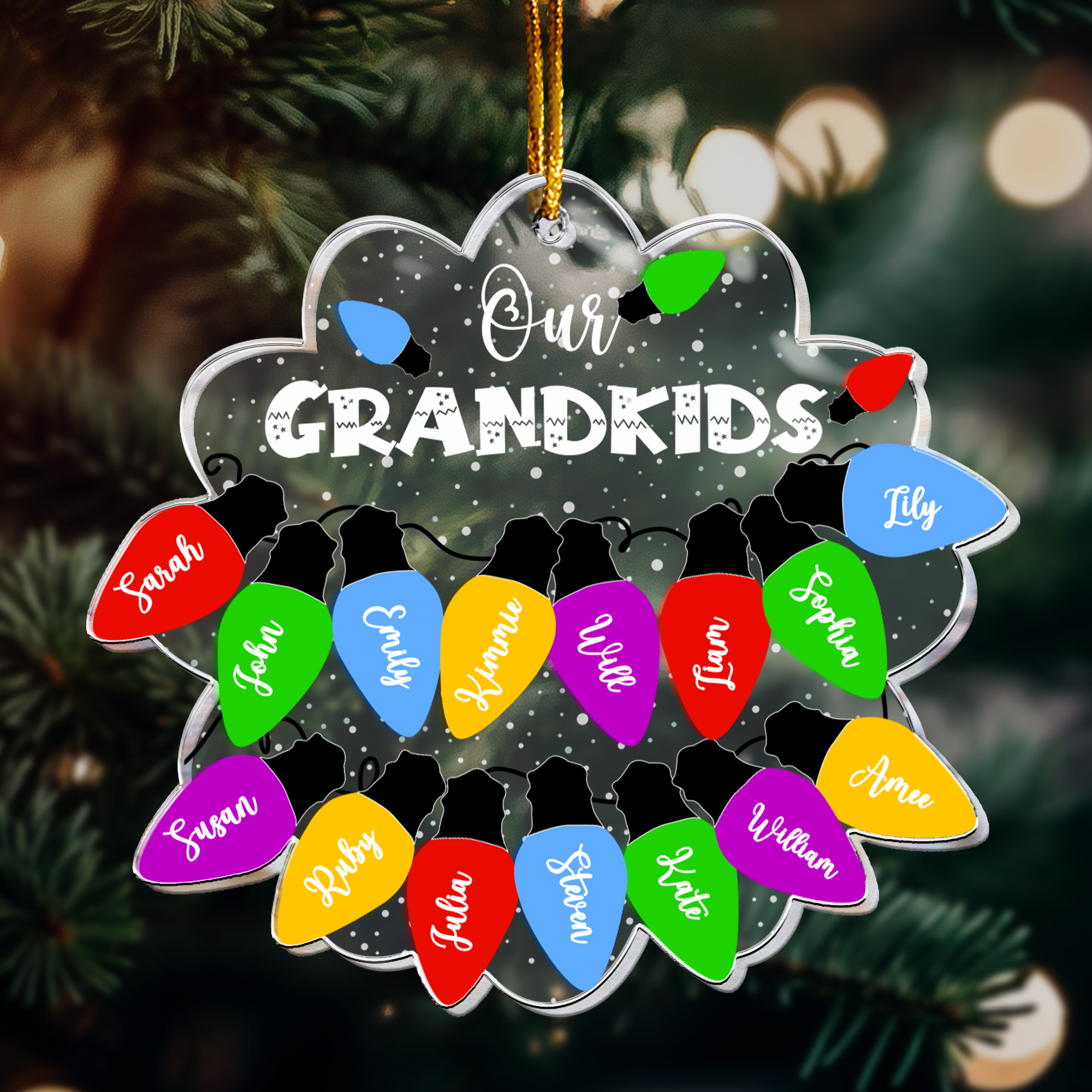 Christmas Light Custom With Names For Grandma, Family, Friends - Personalized Acrylic Ornament ORN0810