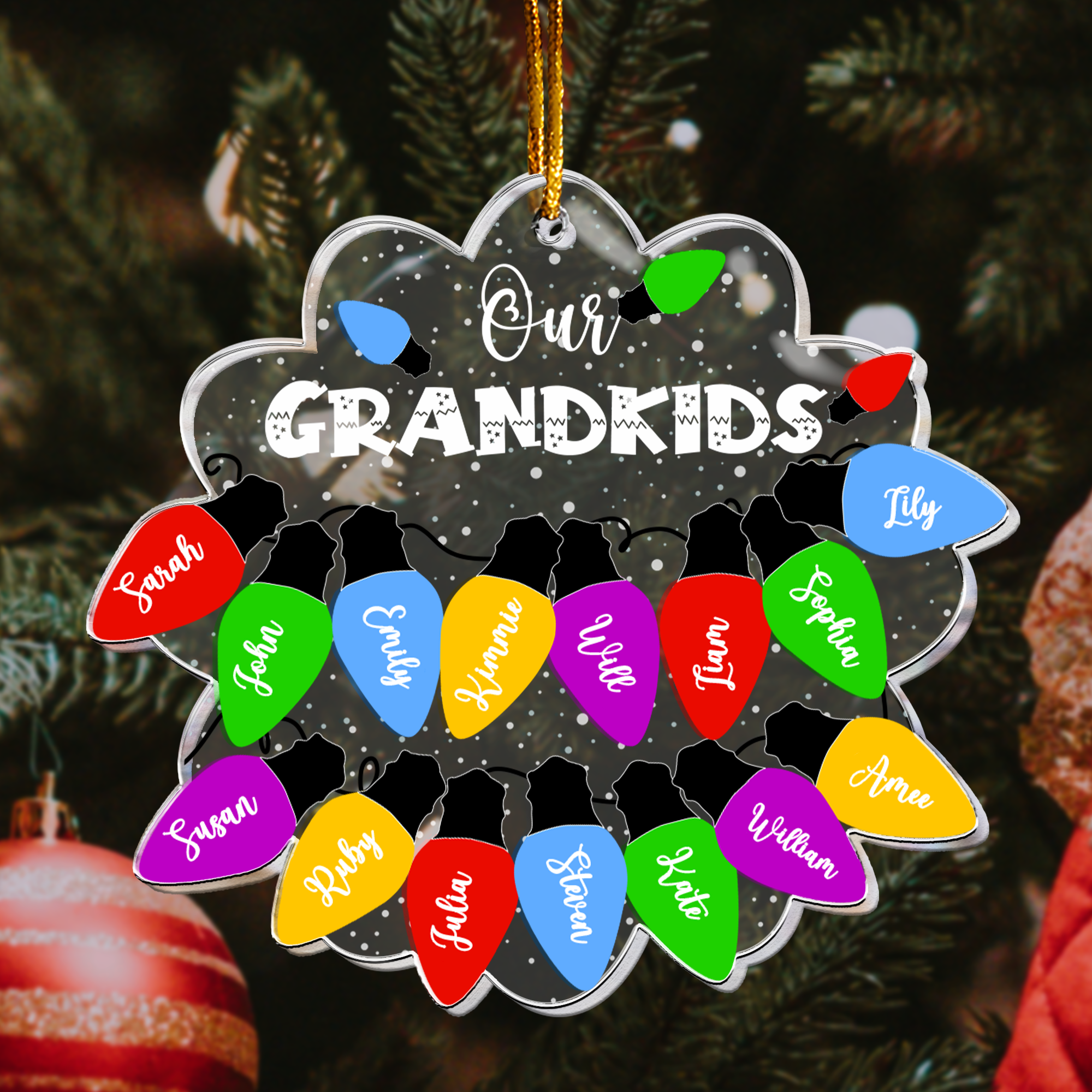 Christmas Light Custom With Names For Grandma, Family, Friends - Personalized Acrylic Ornament ORN0810