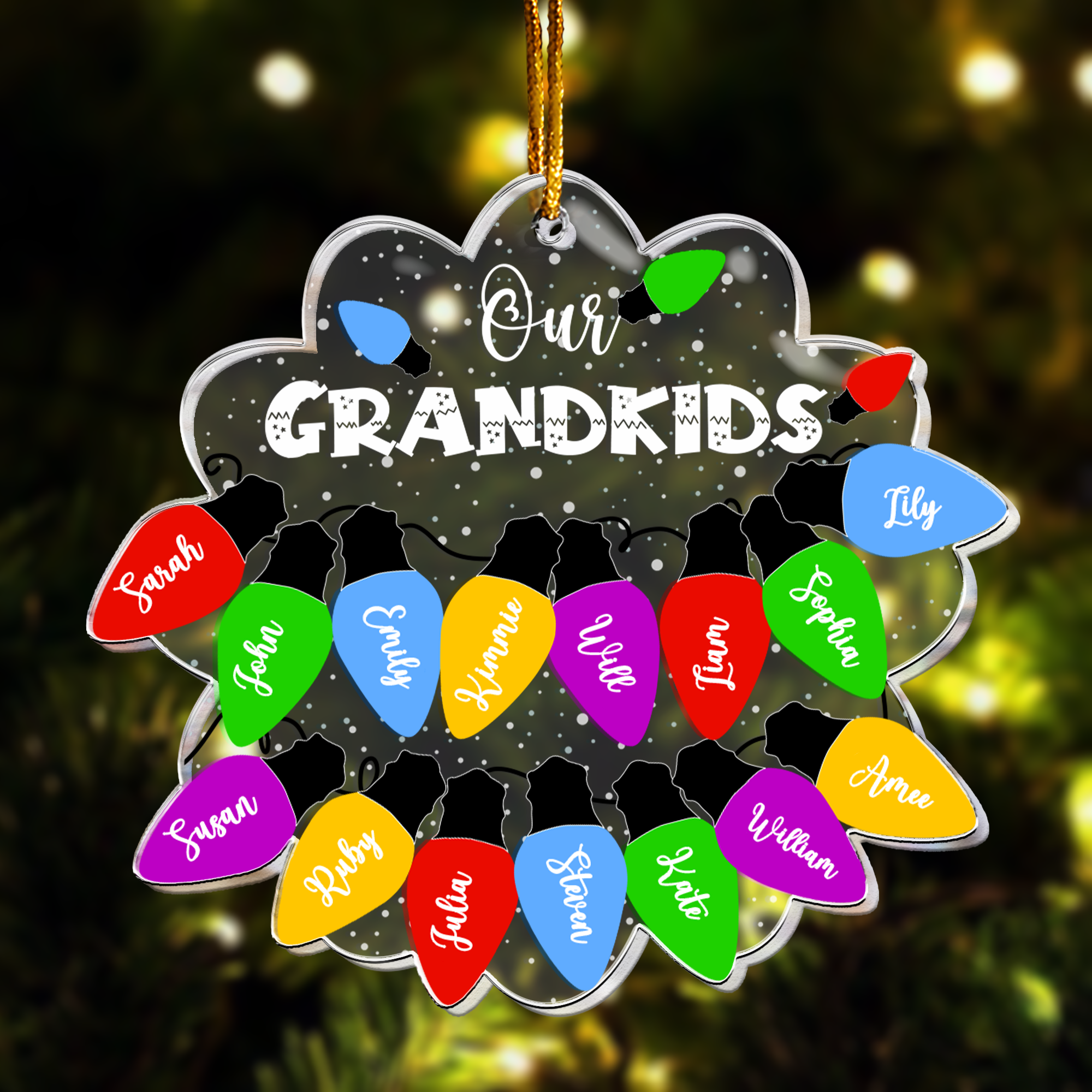 Christmas Light Custom With Names For Grandma, Family, Friends - Personalized Acrylic Ornament ORN0810