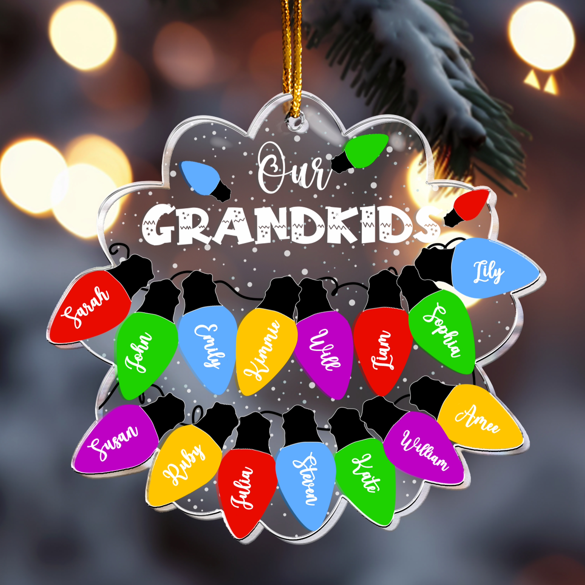 Christmas Light Custom With Names For Grandma, Family, Friends - Personalized Acrylic Ornament ORN0810