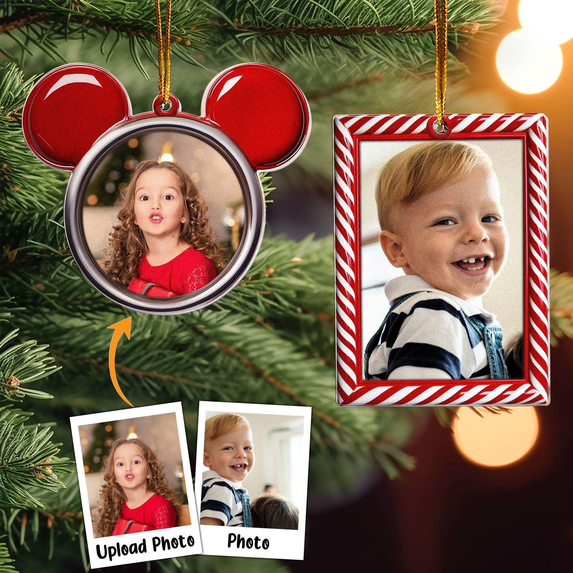 Christmas Ornament Custom Photo Frame - Personalized Acrylic Photo Ornament ORN0810