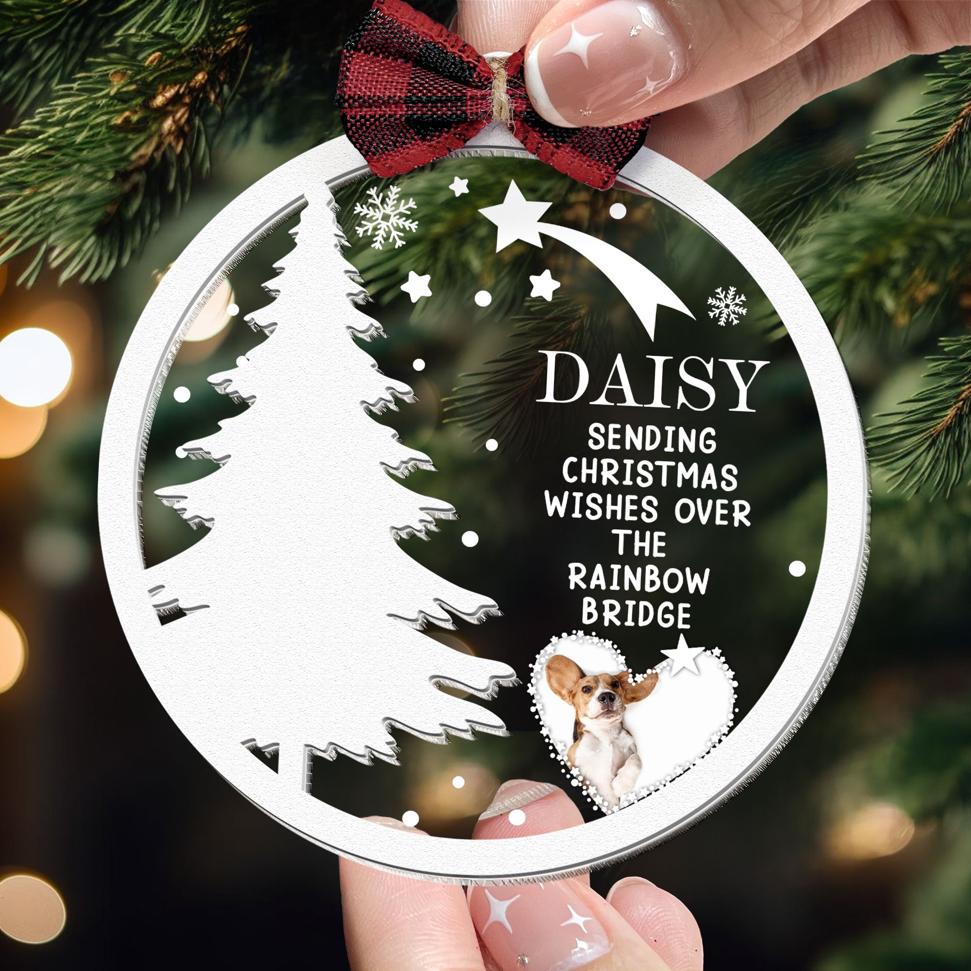 Christmas Pet Memorial - Personalized Photo Wood And Acrylic Ornament ORN0810