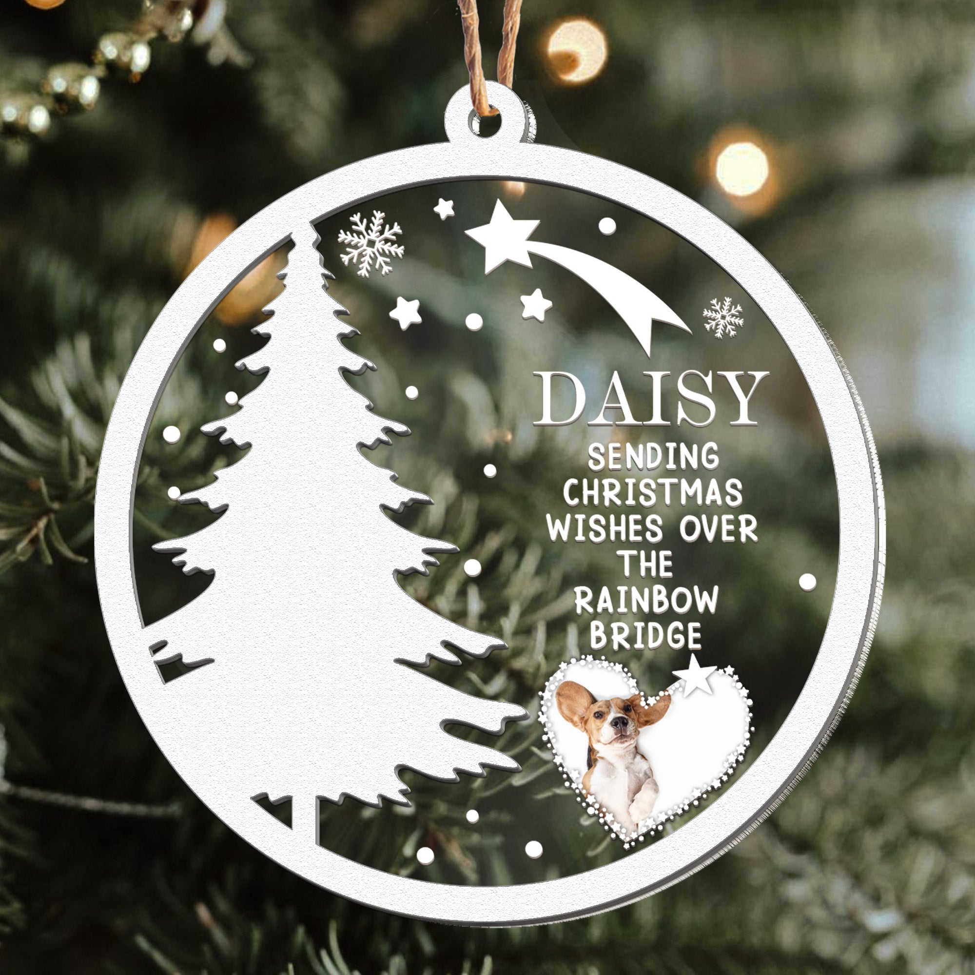 Christmas Pet Memorial - Personalized Photo Wood And Acrylic Ornament ORN0810