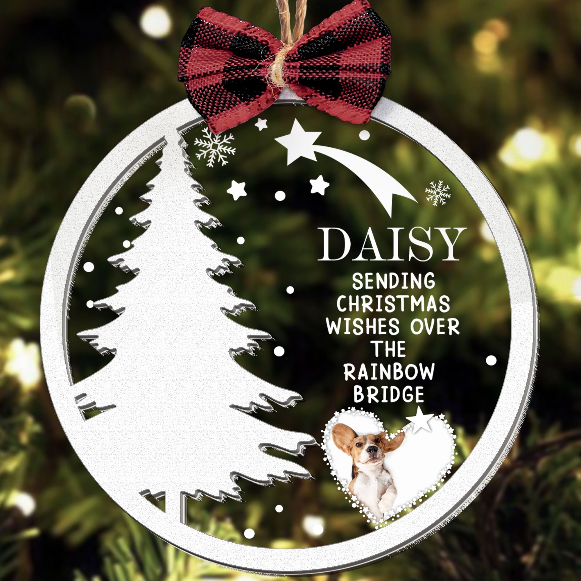 Christmas Pet Memorial - Personalized Photo Wood And Acrylic Ornament ORN0810