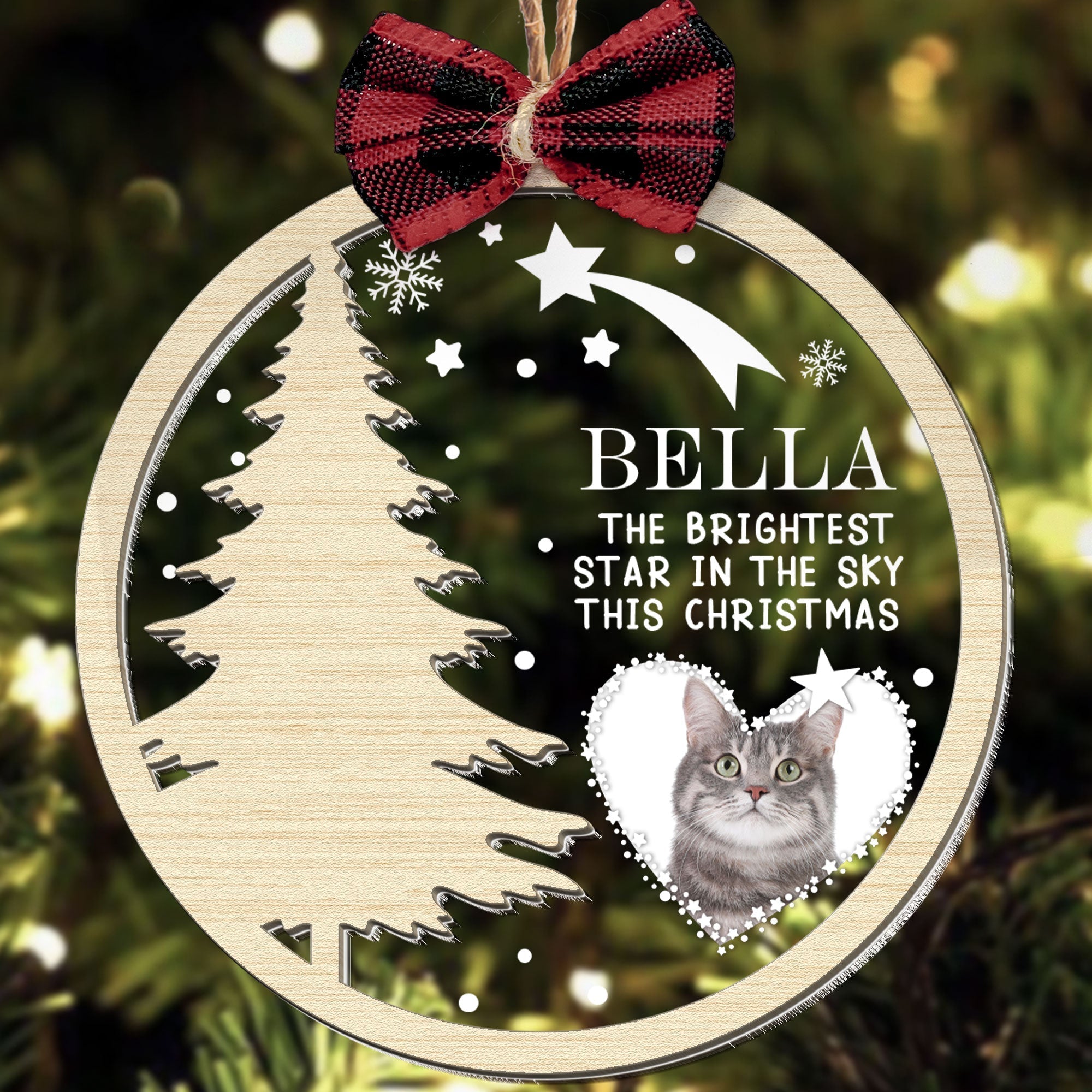 Christmas Pet Memorial - Personalized Photo Wood And Acrylic Ornament ORN0810